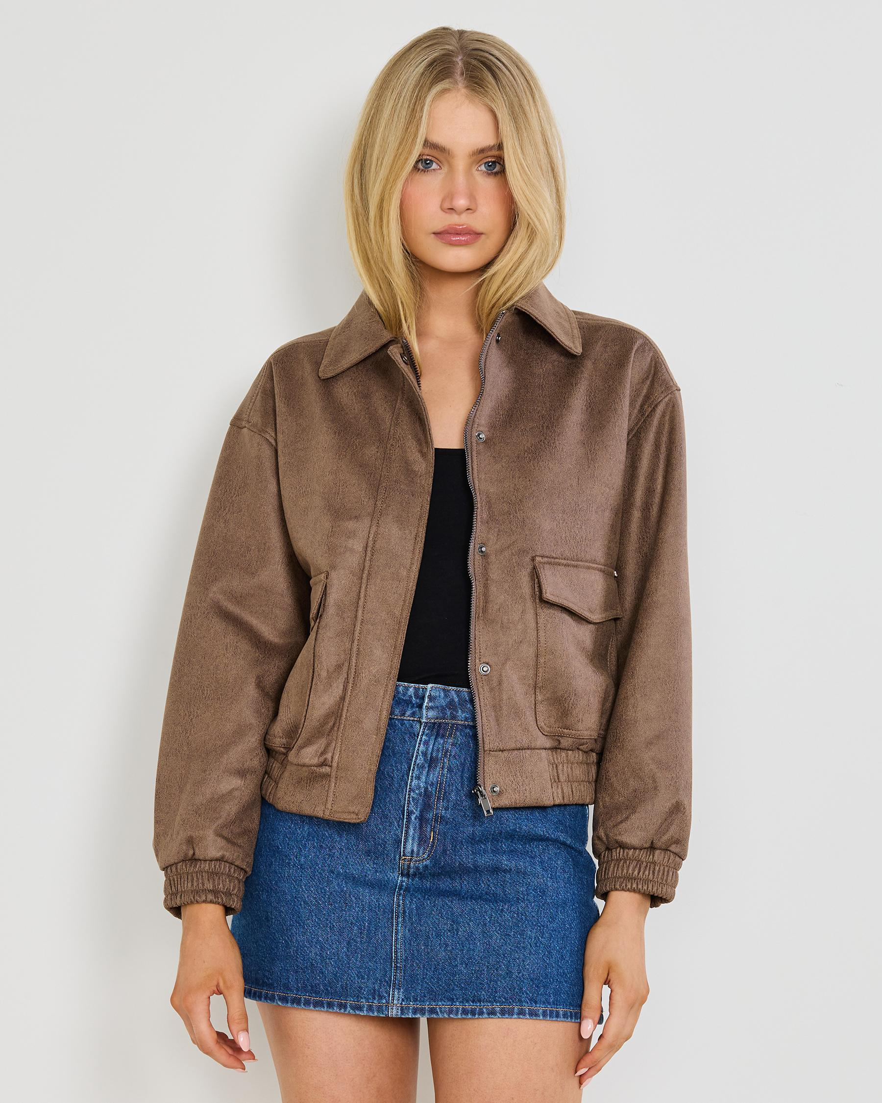 Tommy Faux Leather Bomber Jacket