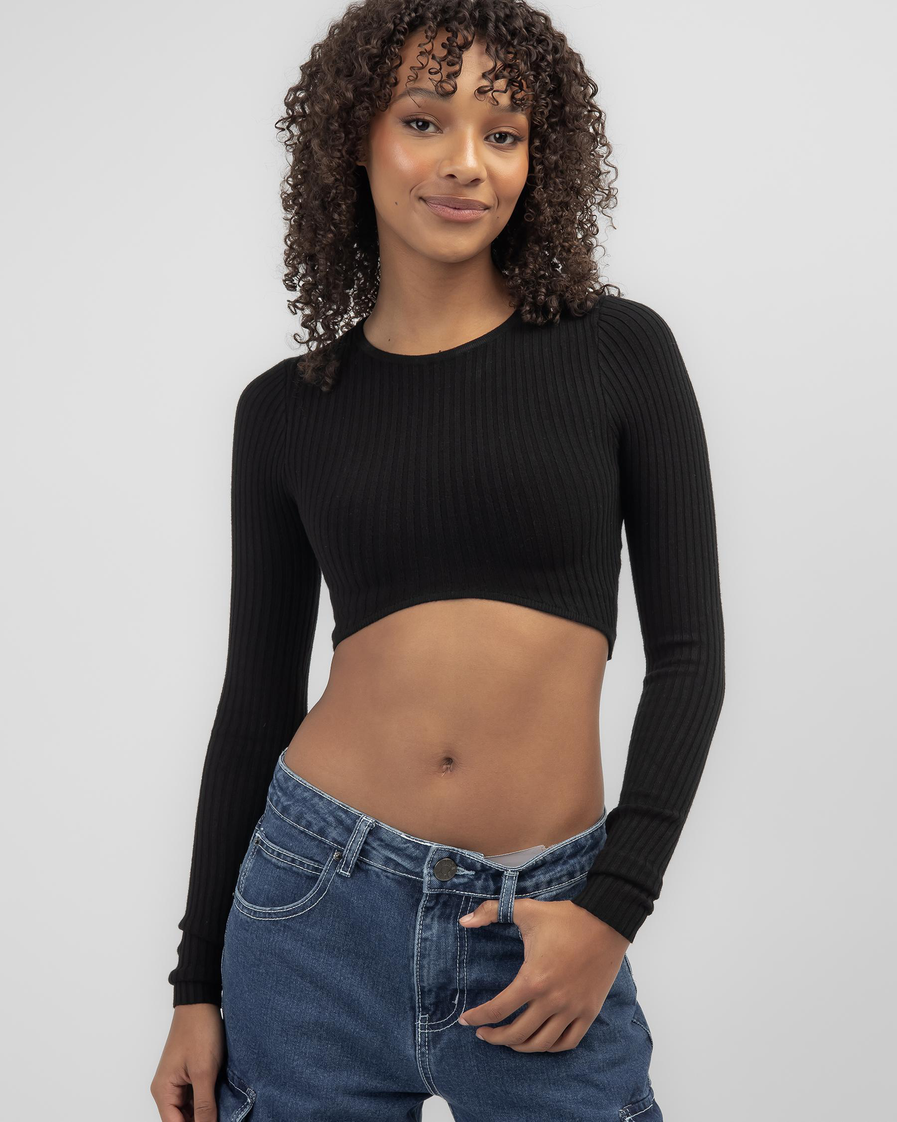 Hank Long Sleeve Crop Knit Top