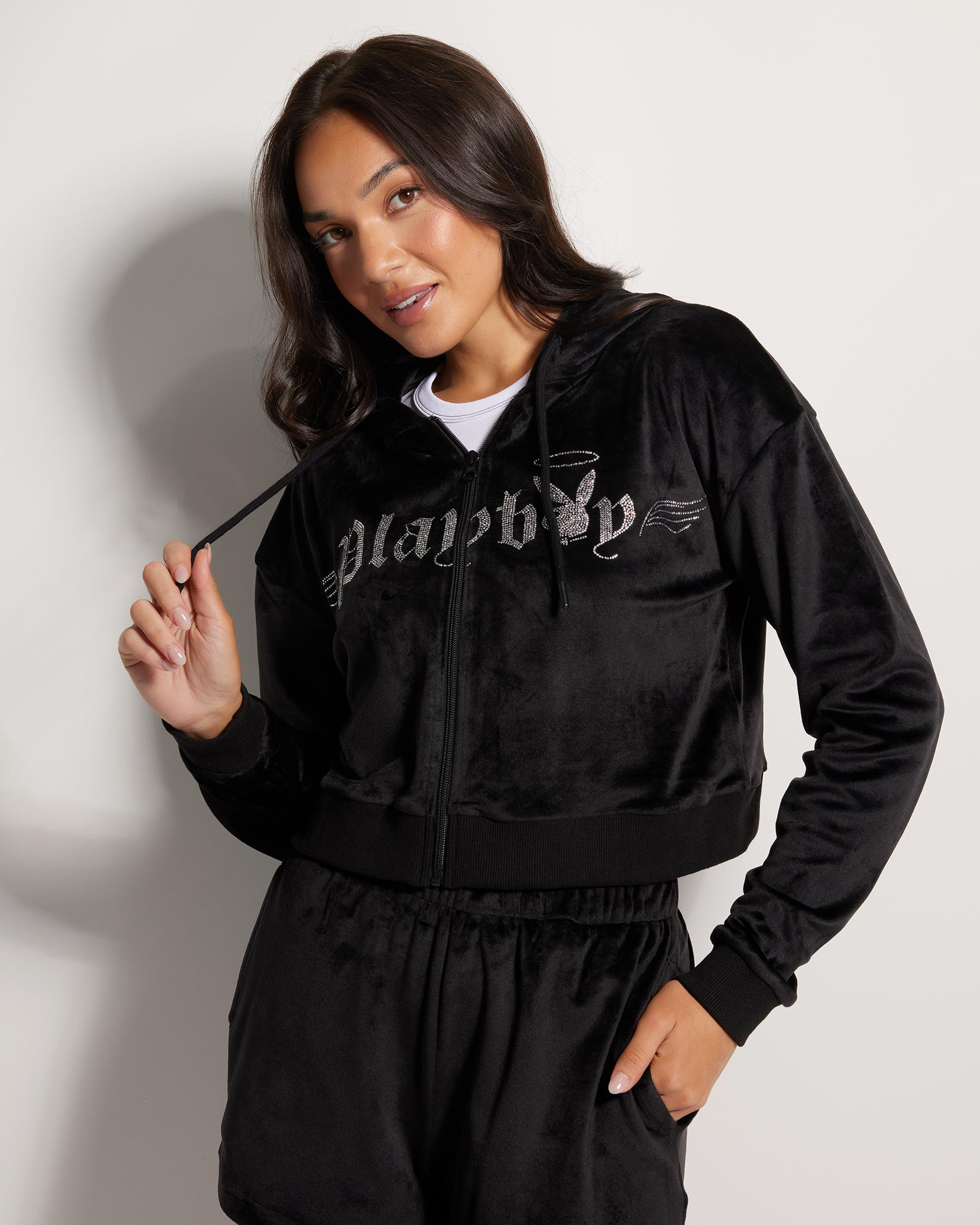 Bunny Angel Cropped Zip Hoodie