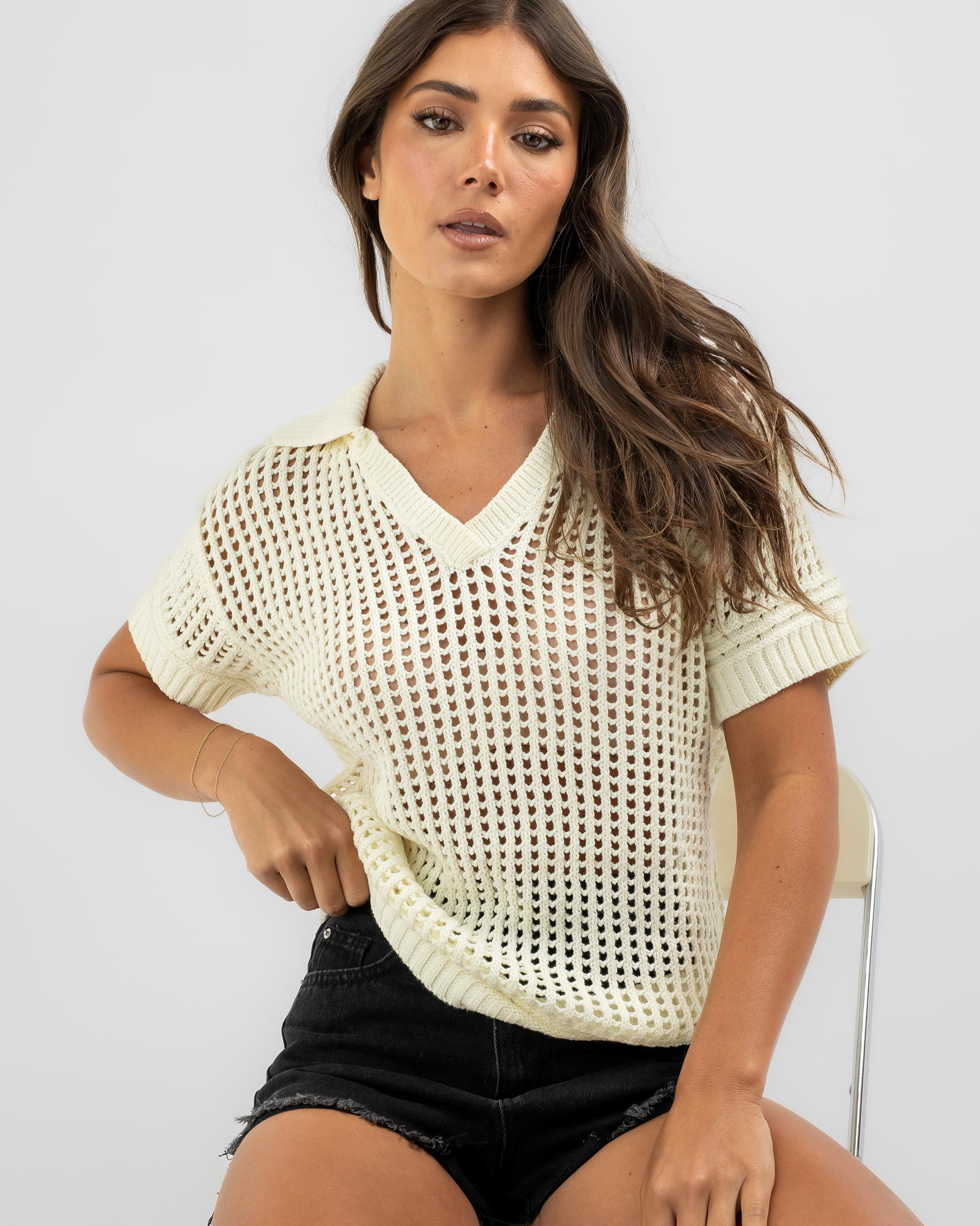 Seaside Crochet Short Sleeve Shirt