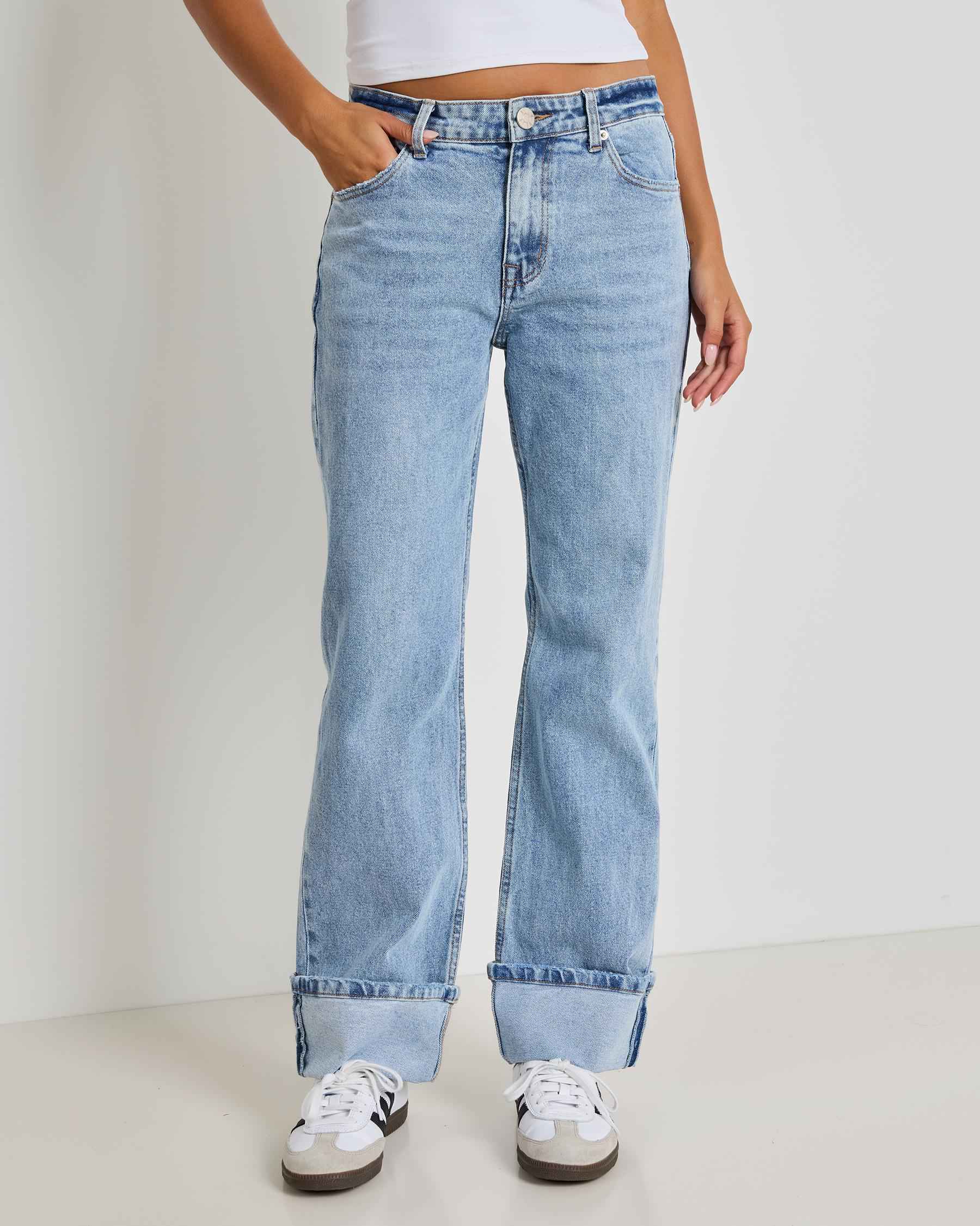 Turn Up Wide Leg Jeans