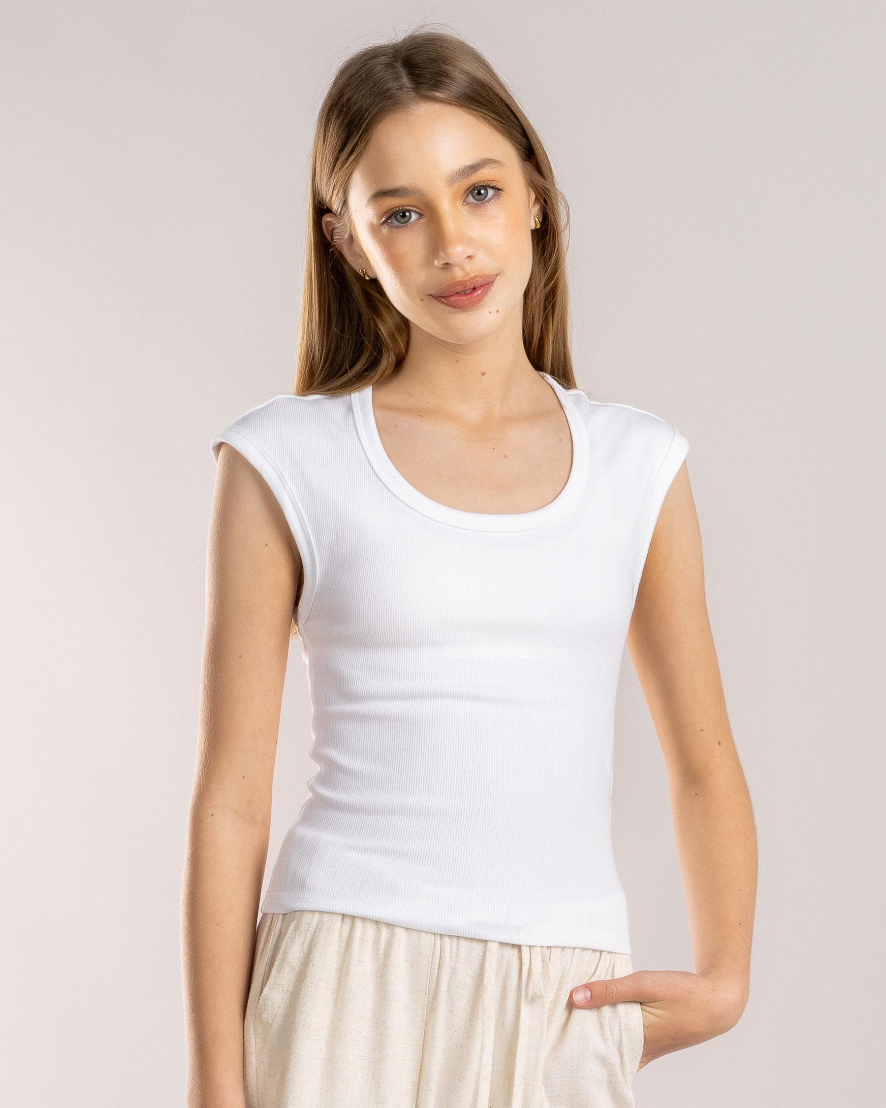 Basic Rib Scoop Neck Tee