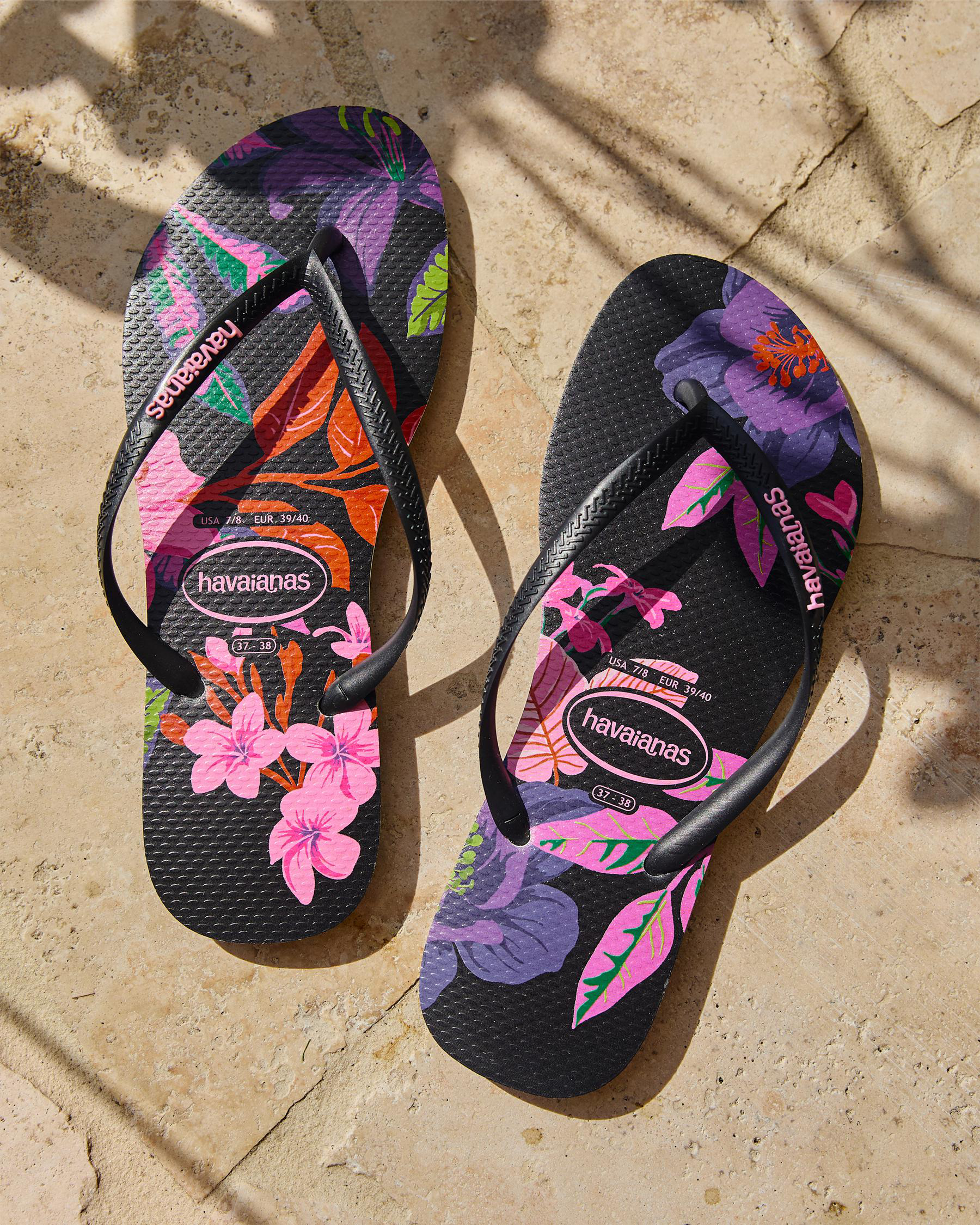 Slim Floral Colours Thongs