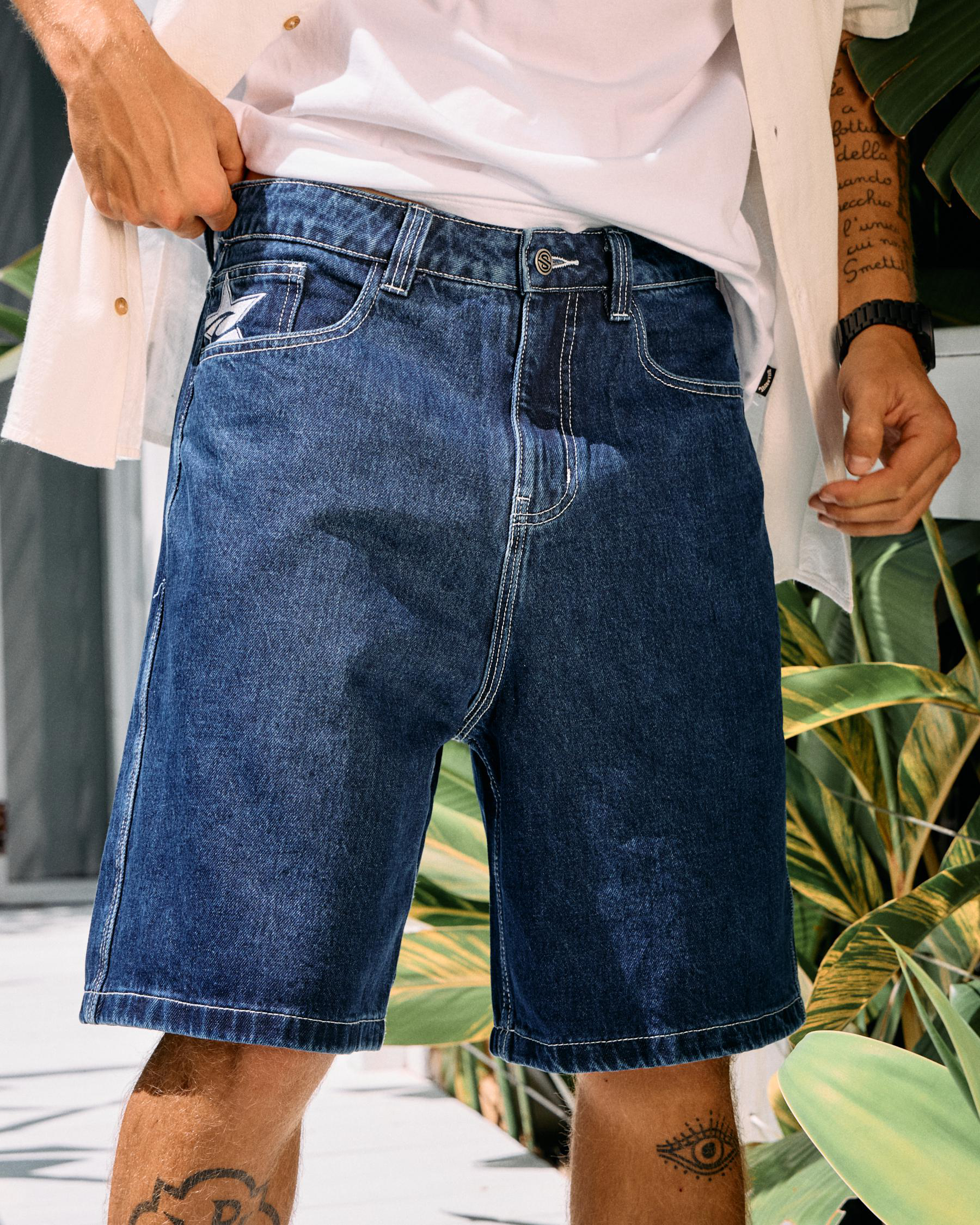 Medina Script Denim Walk Shorts
