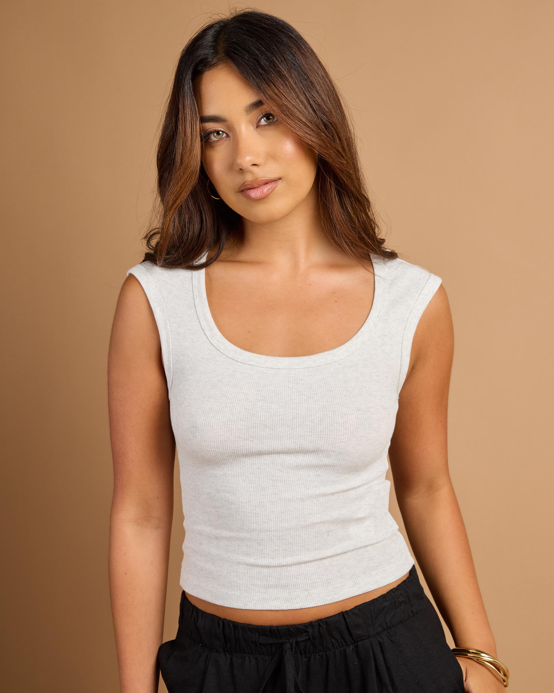 Basic Rib Scoop Neck Tee