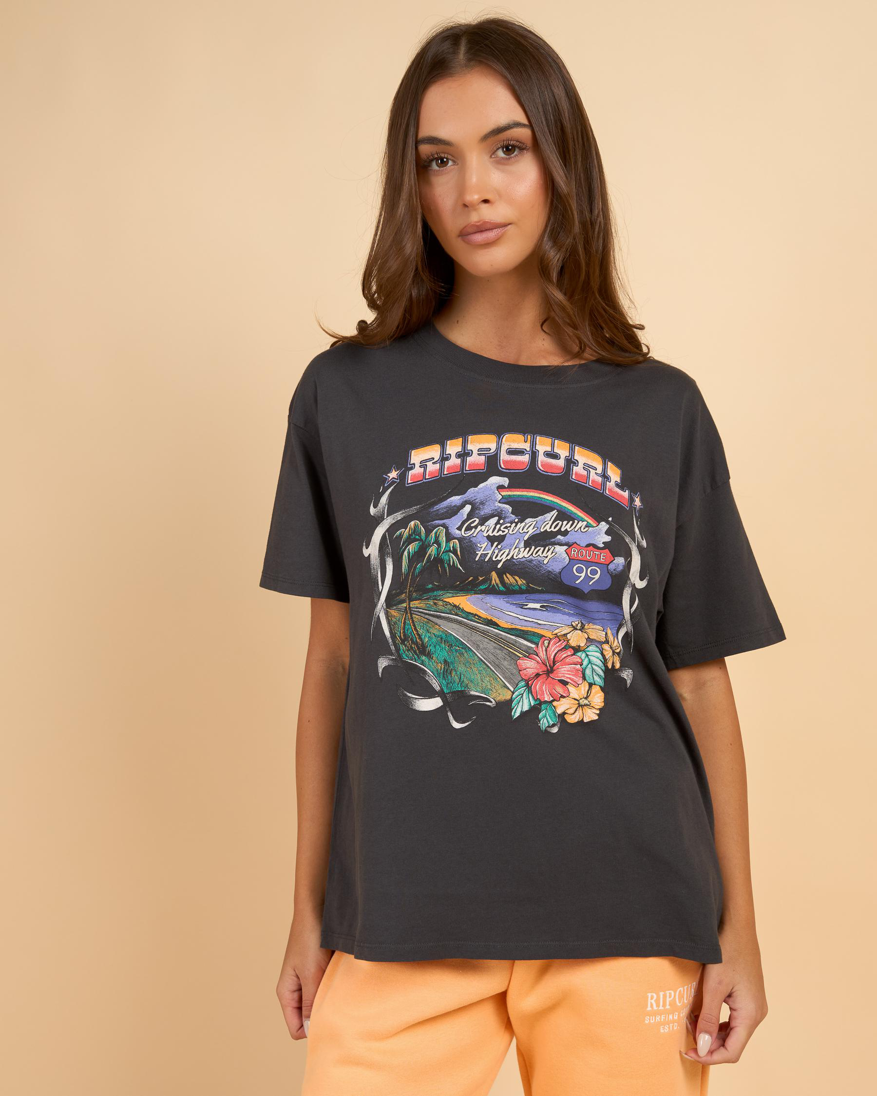 Rip Curl Women's Pacific Rider Relaxed T-Shirt in Black Size XS