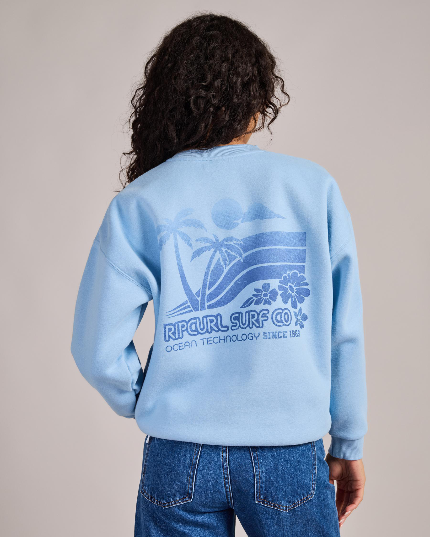 Rip Curl Women's Ocean Tech Heritage Crew Sweatshirt in Blue Size XS