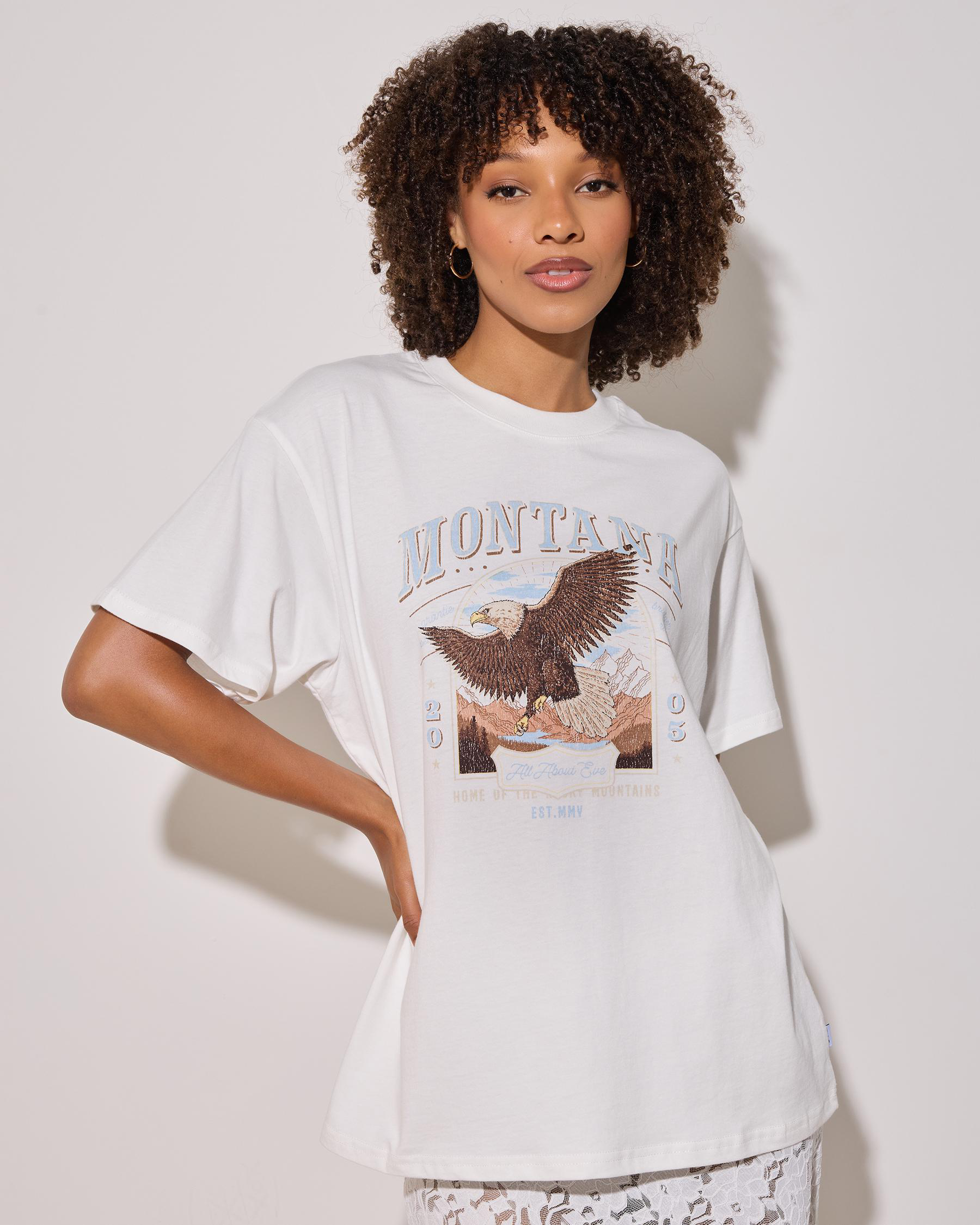 All About Eve Women's Montana Relaxed T-Shirt in White Size 12