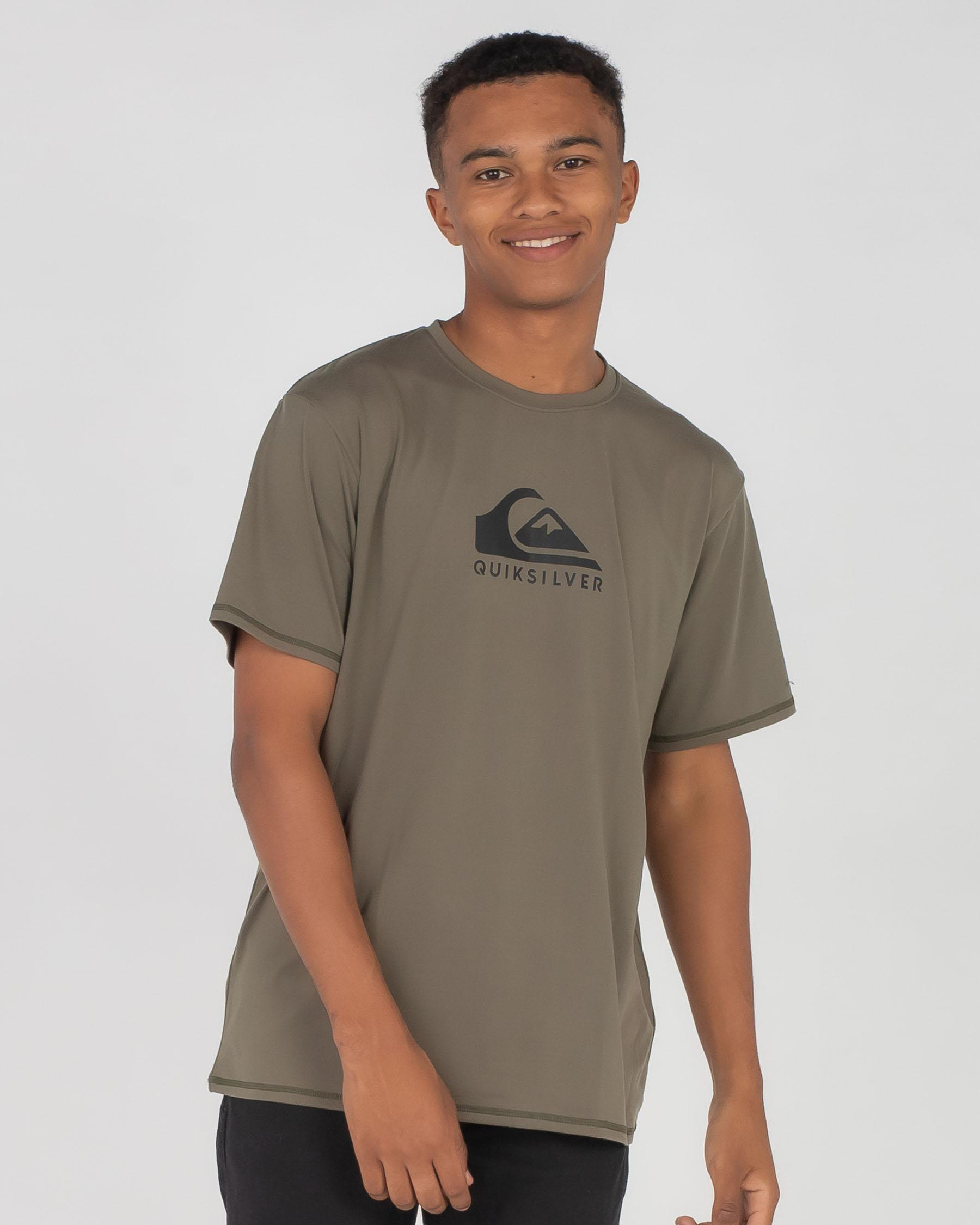 Quiksilver Solid Streak Short Sleeve Rash Vest In Kalamata City Beach