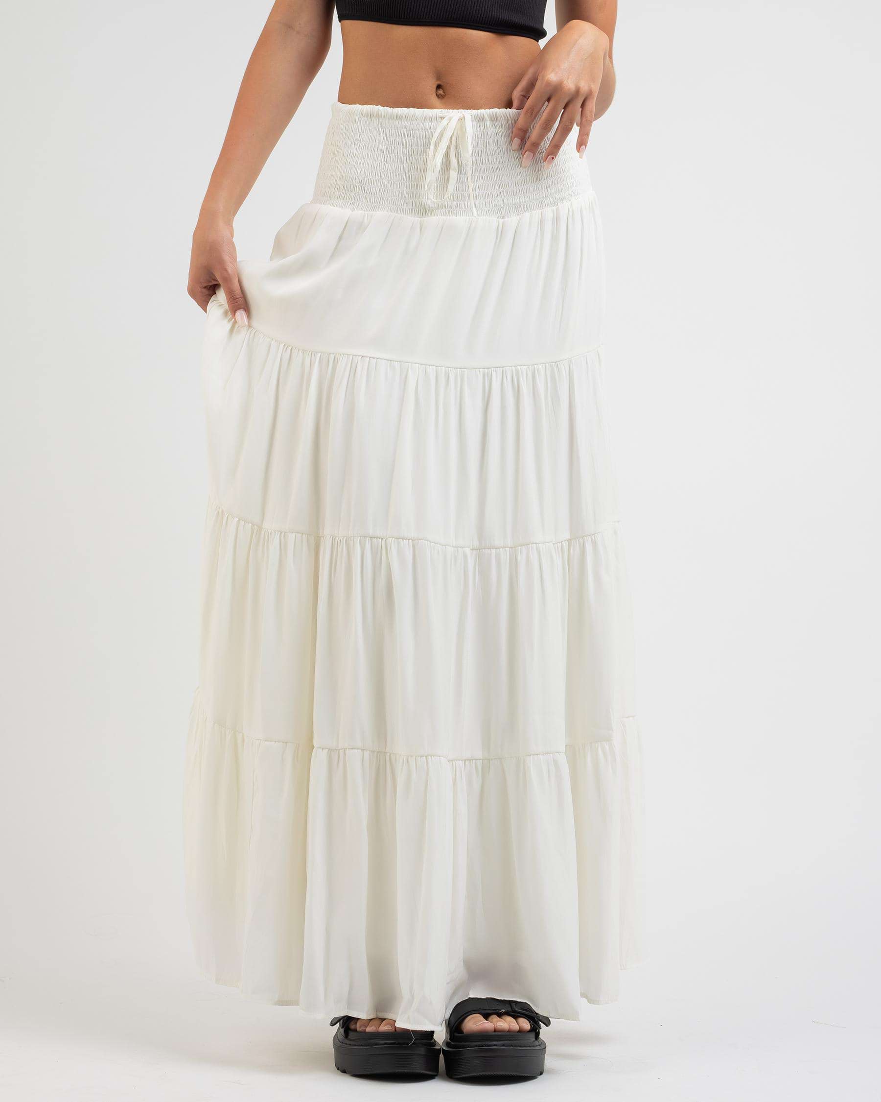 Shop Mooloola Kyla Maxi Skirt In Off White - Fast Shipping & Easy ...