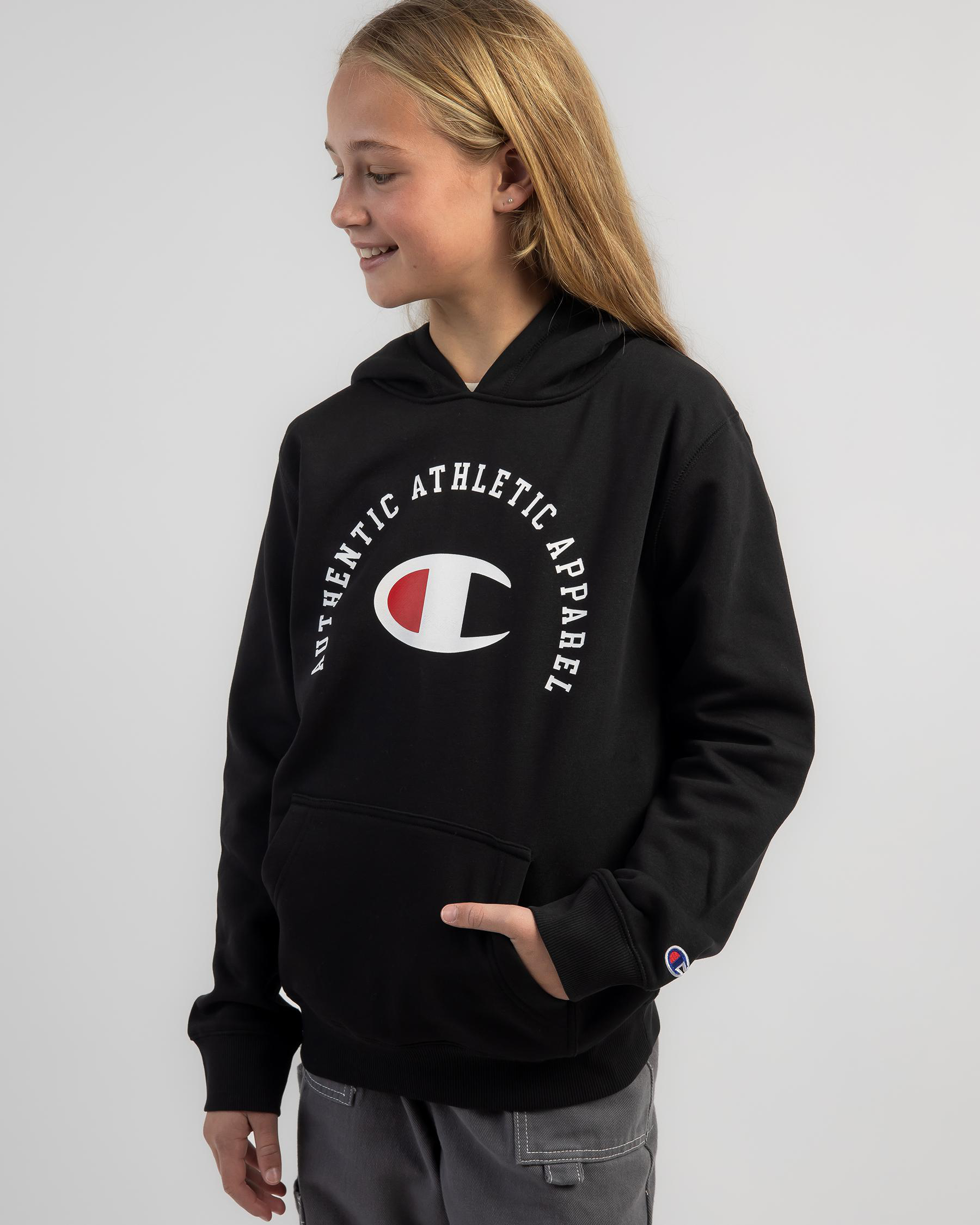 Shop Champion Girls' Sporty Hoodie In Black Fast Shipping & Easy