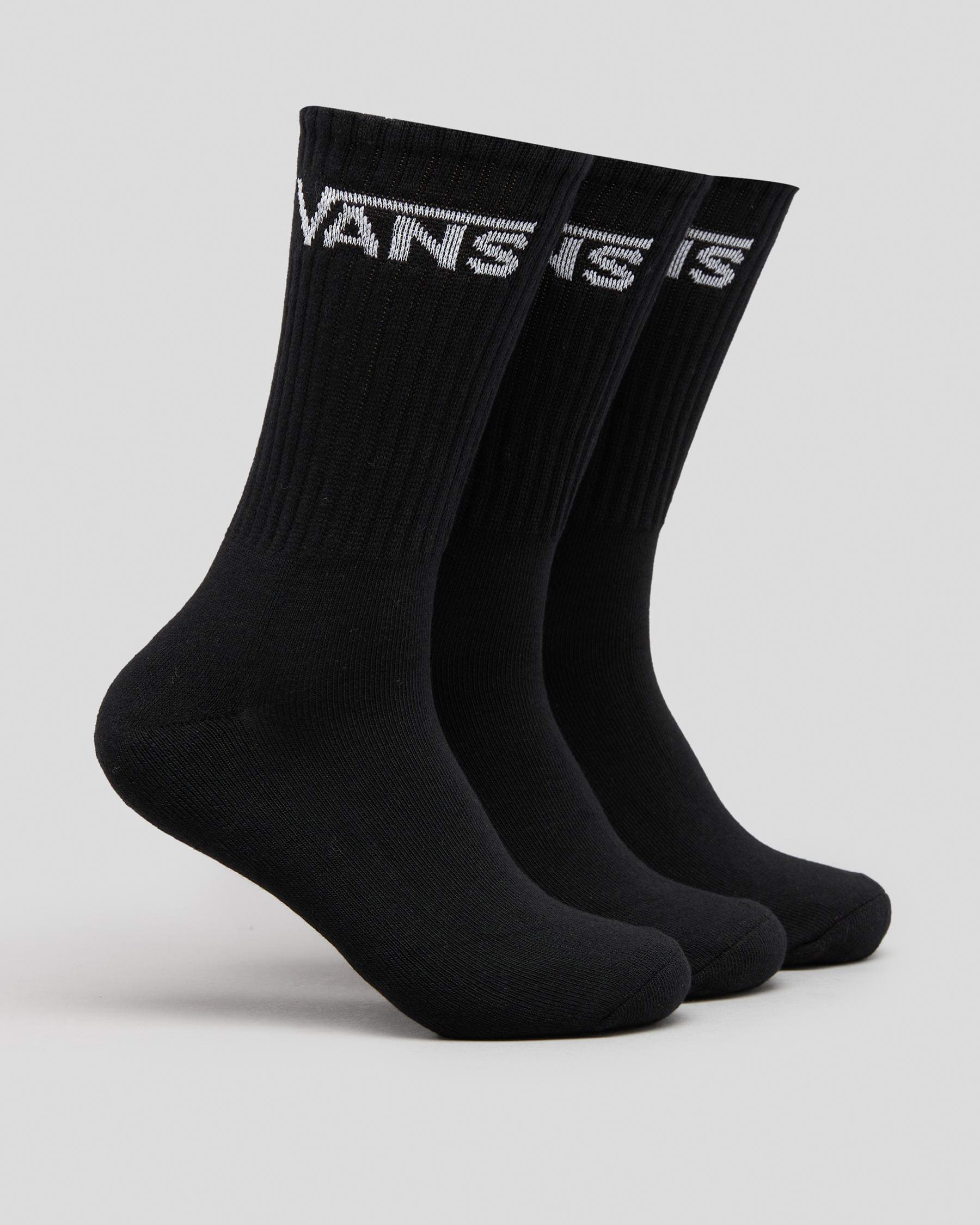 Vans Boys' Classic Crew Socks 3 Pack In Black - Fast Shipping & Easy ...