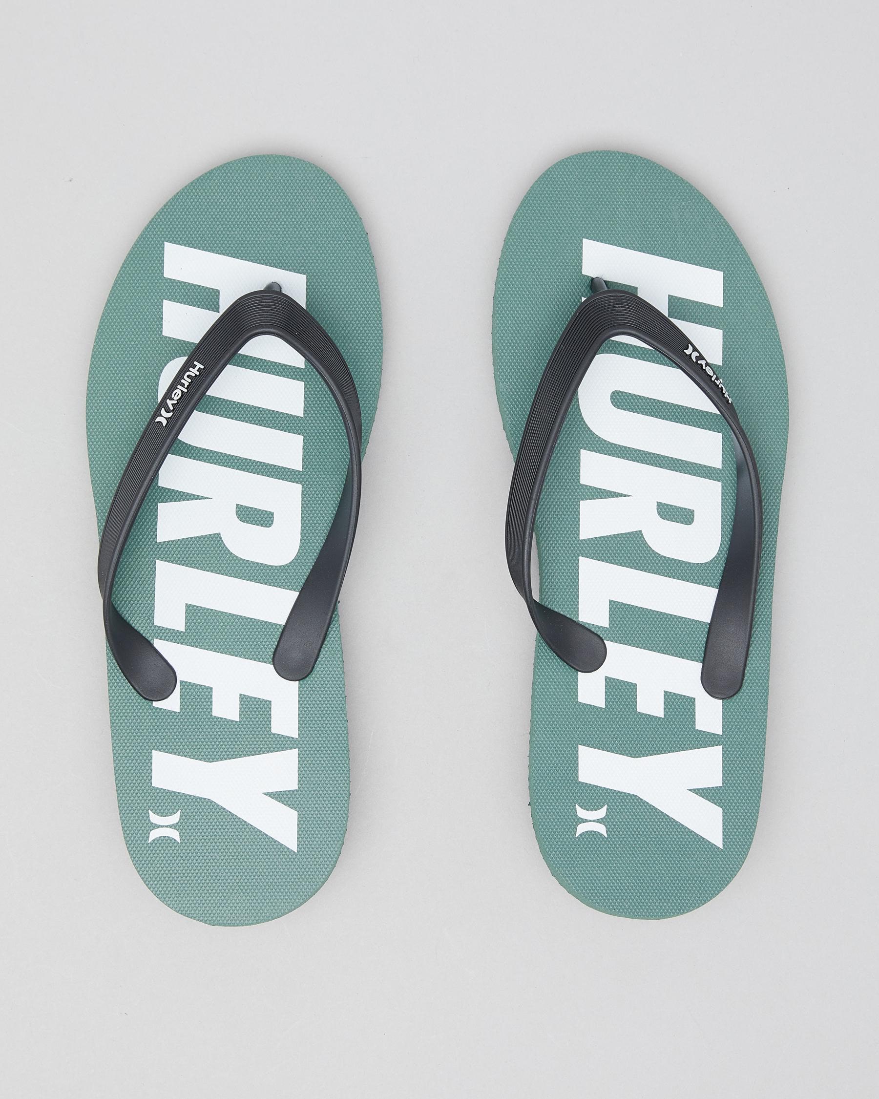 Hurley One and Only Fastlane Thongs In Olive/white - Fast Shipping ...