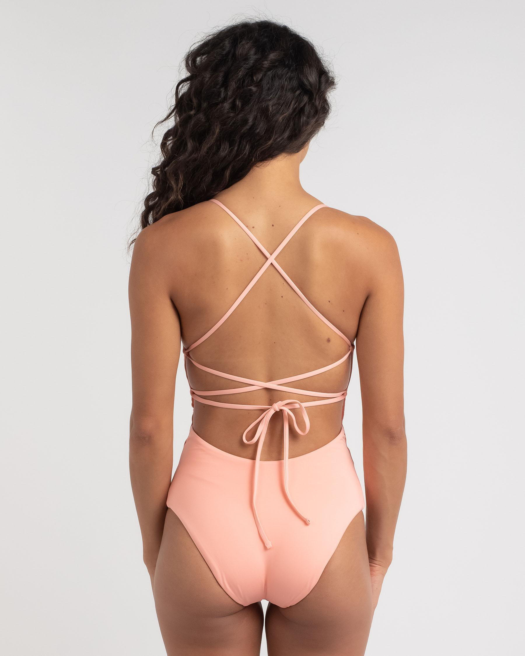 Shop Hurley One And Only Solid One Piece Swimsuit In Peach Melon Fast