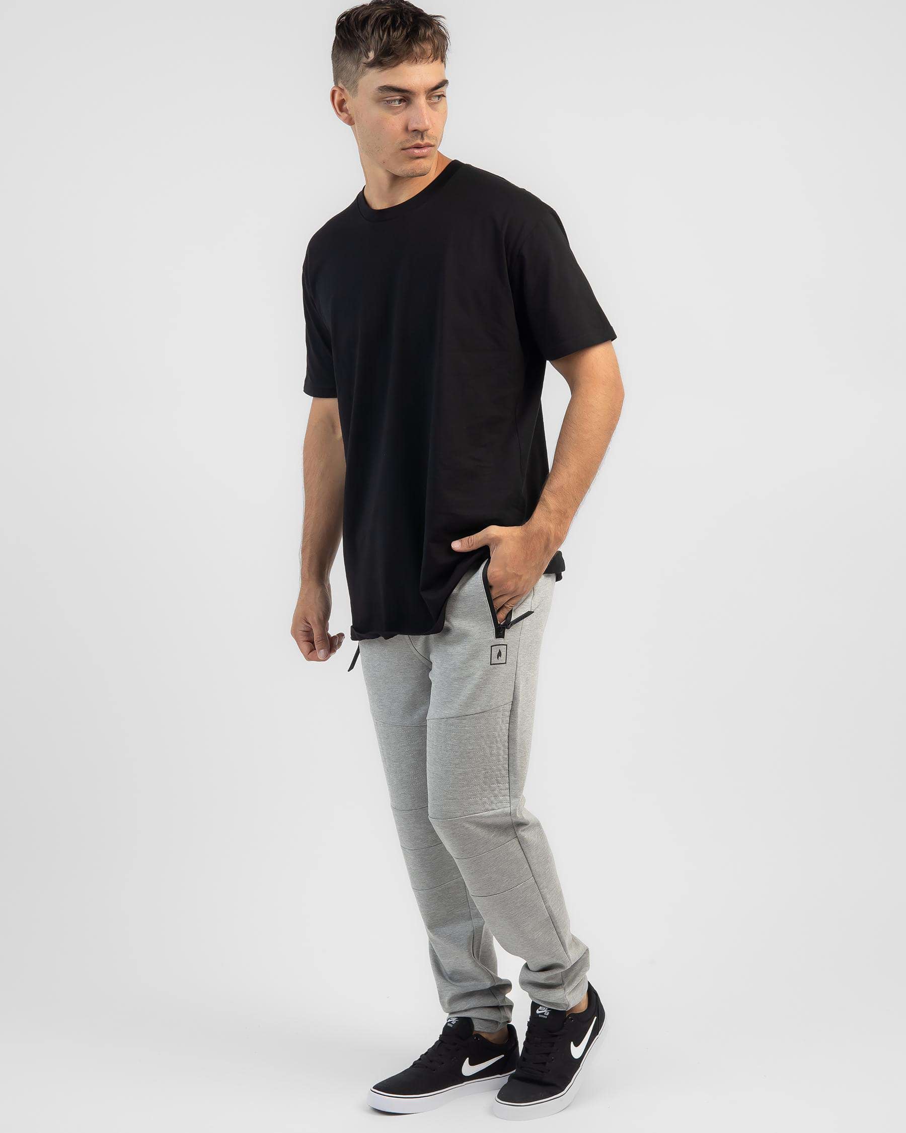 Lucid Compose Track Pants In Light Grey Marle - Fast Shipping & Easy ...