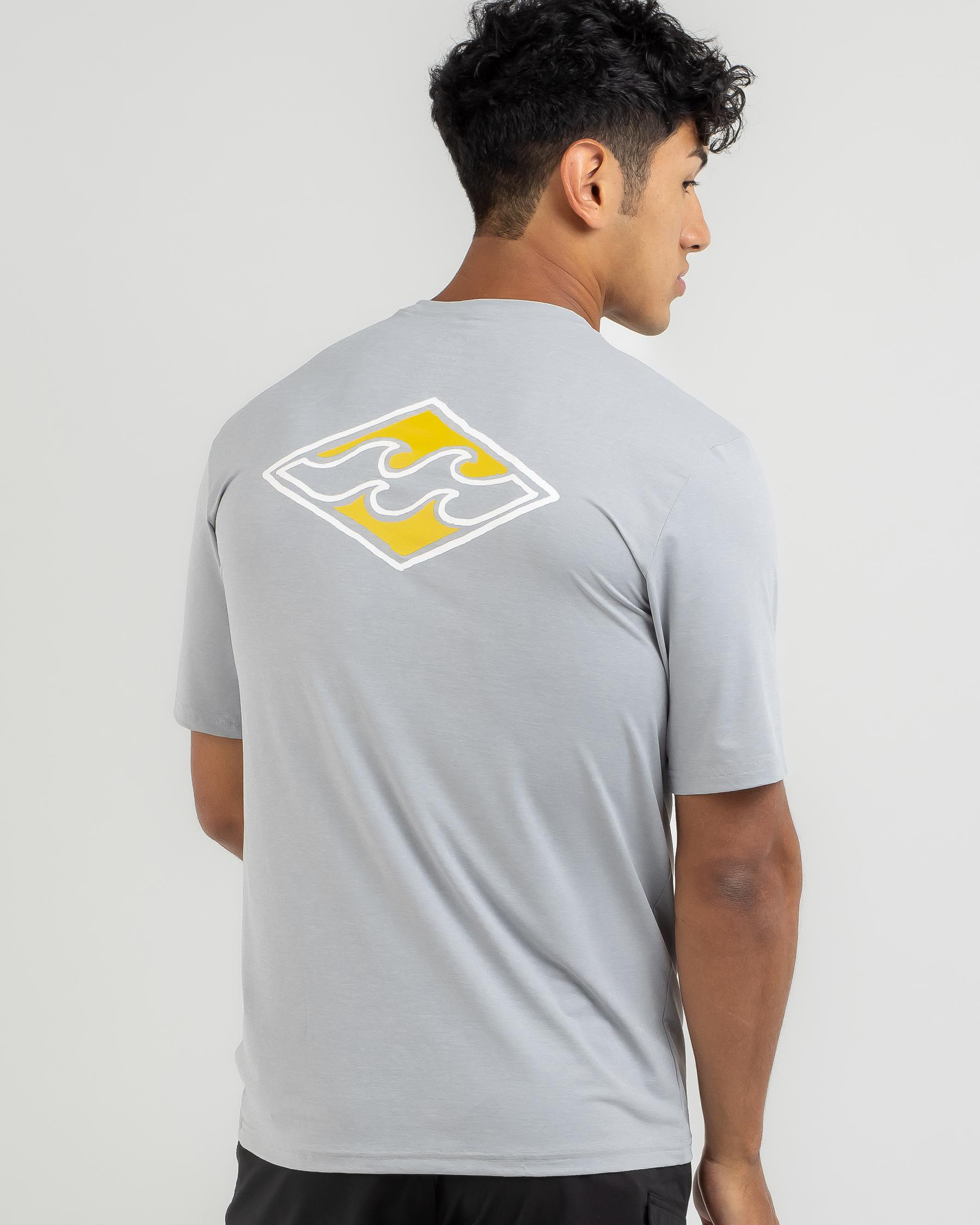 Shop Billabong Diamond Shoreline Rash Vest In Light Grey Heather - Fast ...