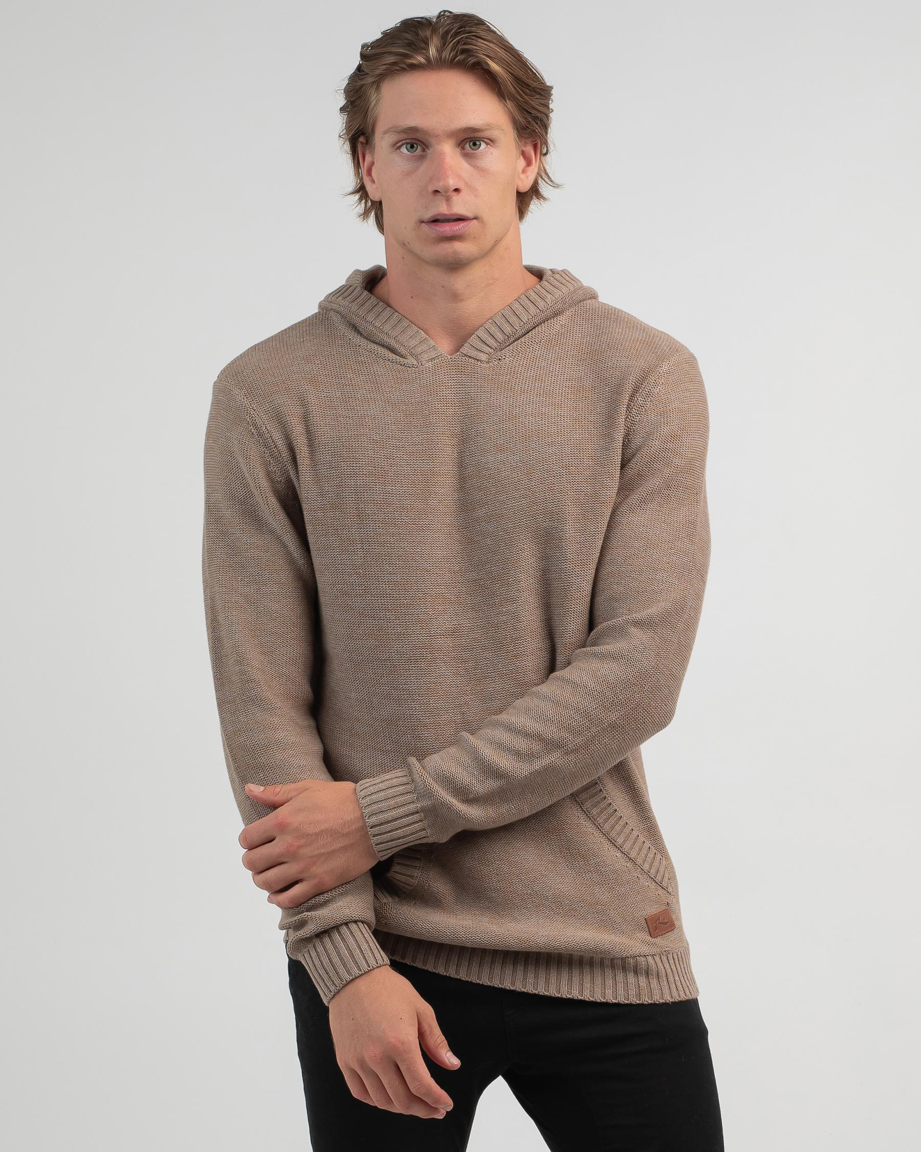 Shop Rusty Skyliner Knit Hoodie In Vintage Khaki - Fast Shipping & Easy ...