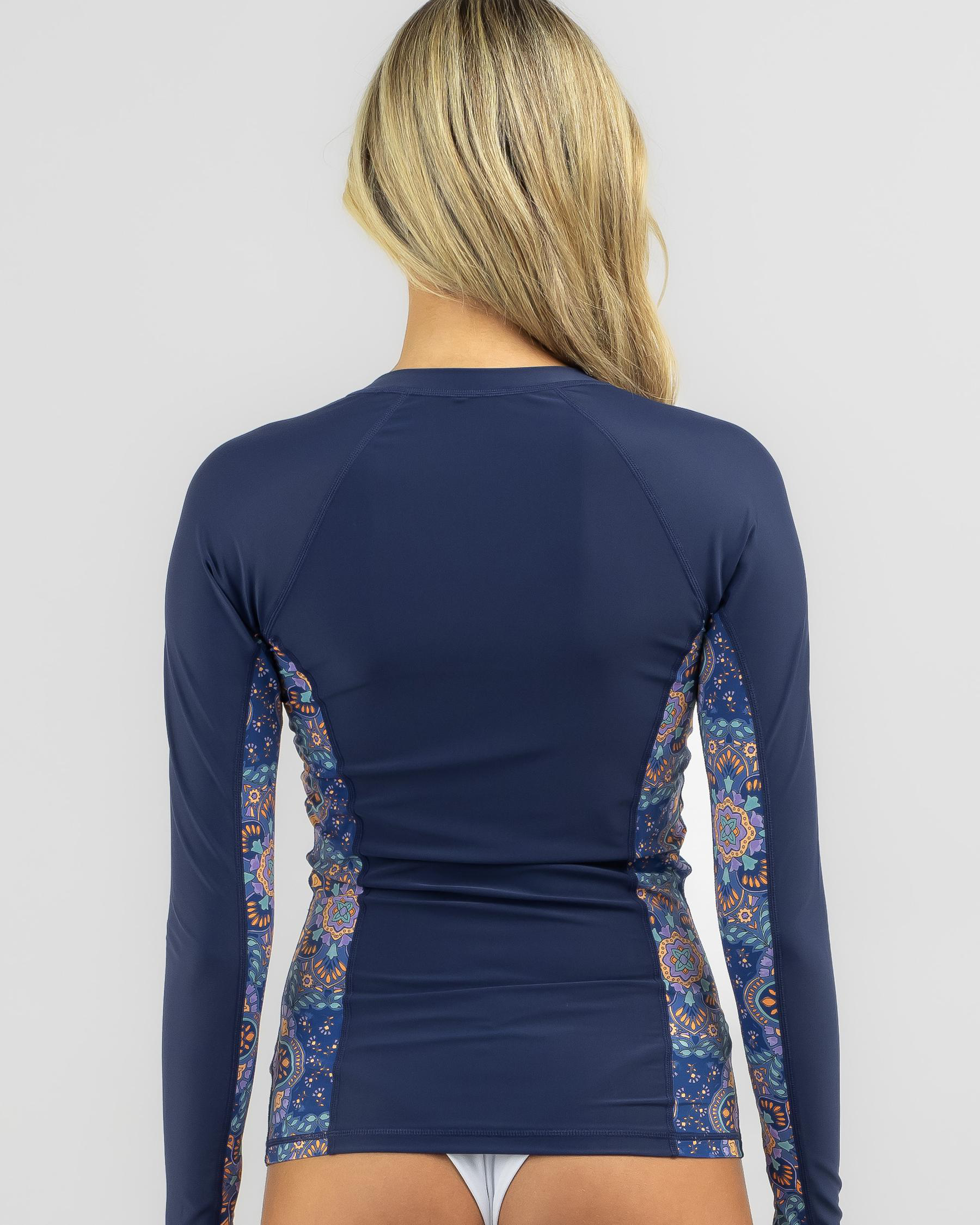 Shop Billabong Summerside Off Shore Long Sleeve Rash Vest In Deep Blue