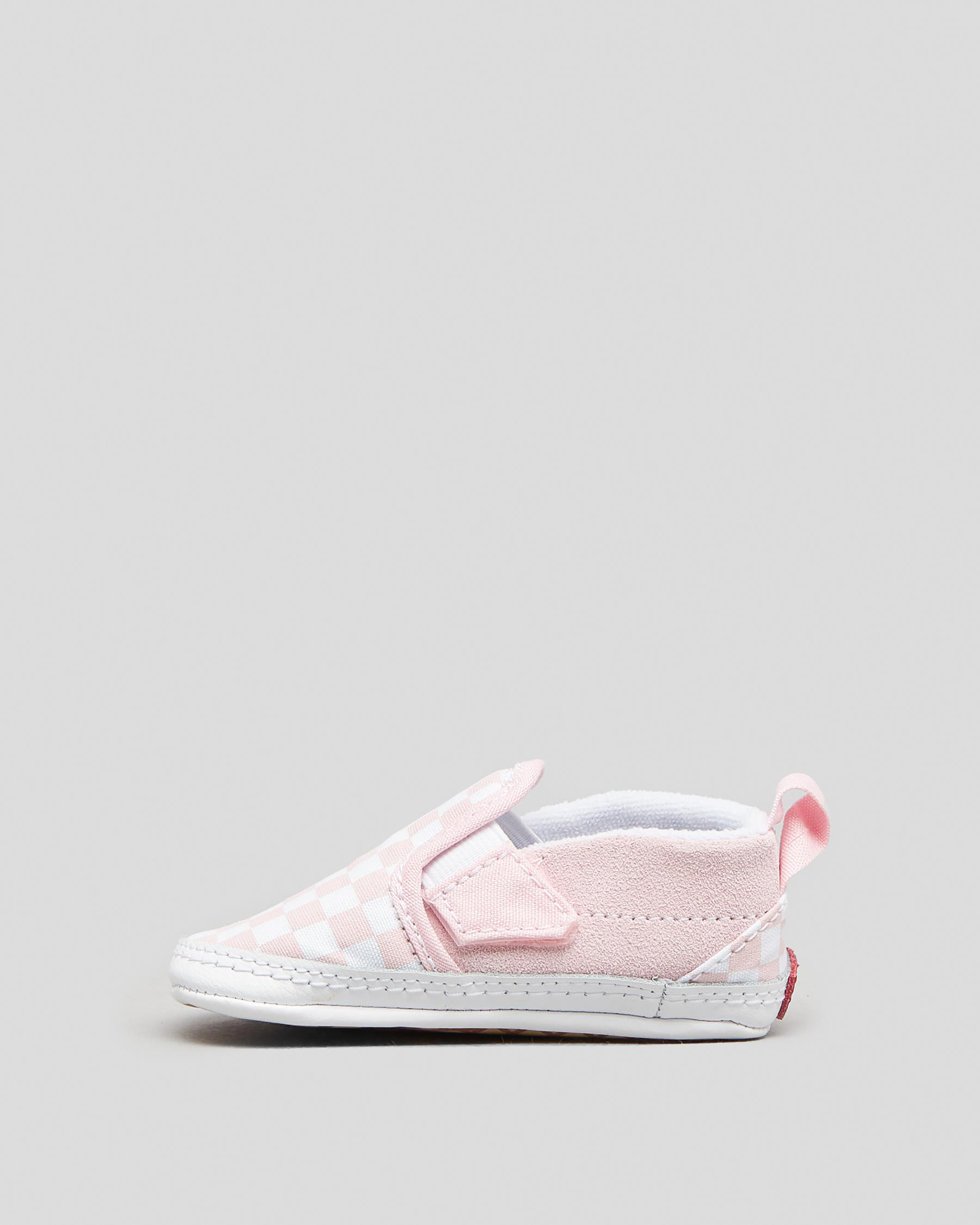 Shop Vans Crib Slip On Shoes In Blushing Checkerboard/white Fast