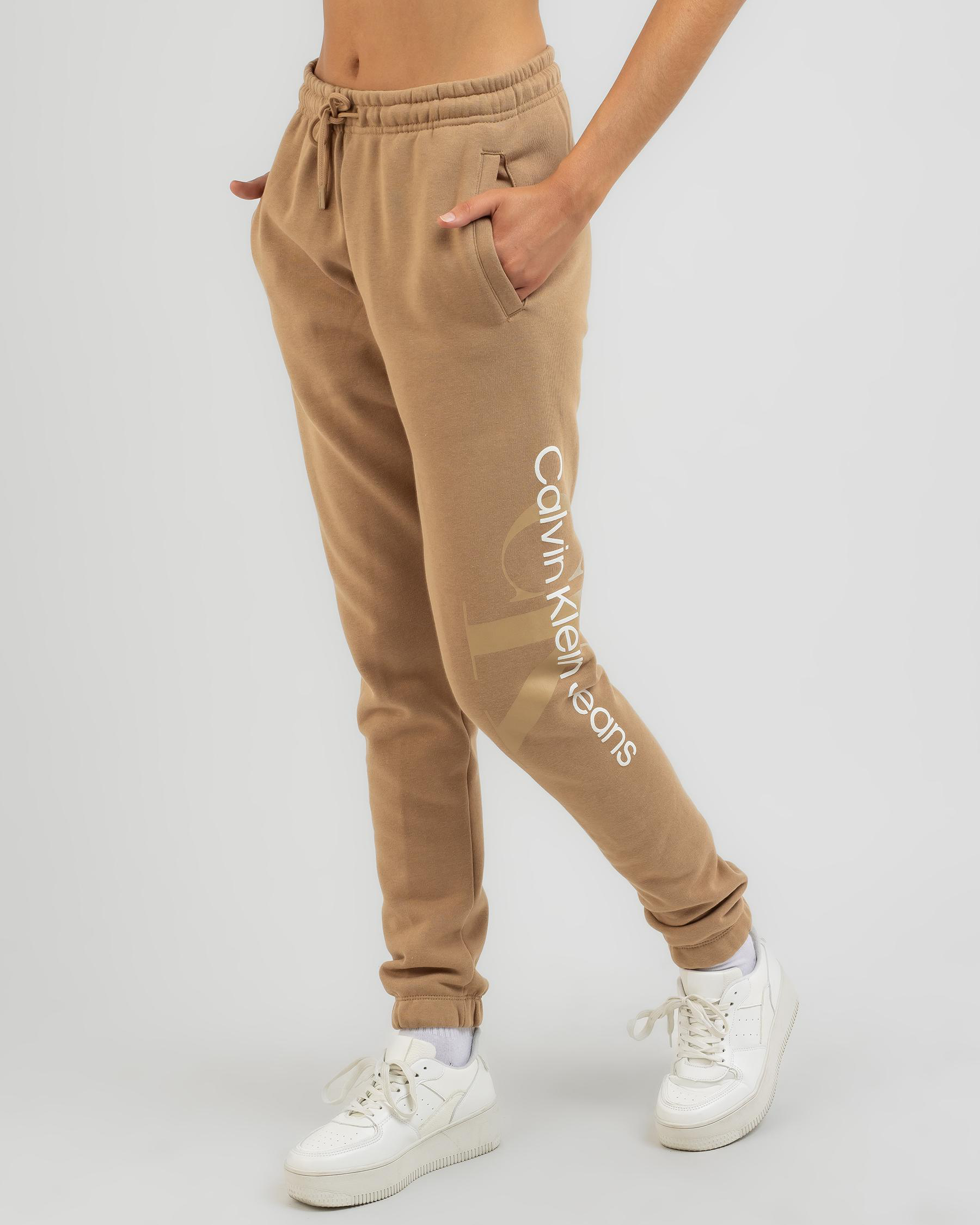 Shop Calvin Klein Gradient Monologo Track Pants In Timeless Camel