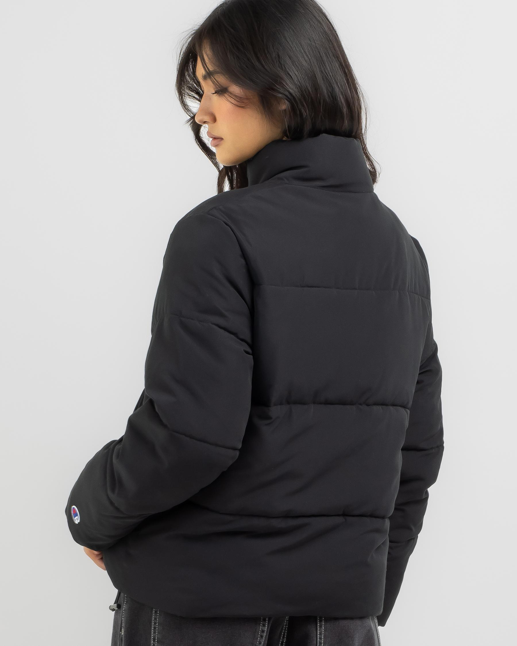 Champion Rochester Athletic Puffer Jacket In Black Fast Shipping & Easy Returns City Beach
