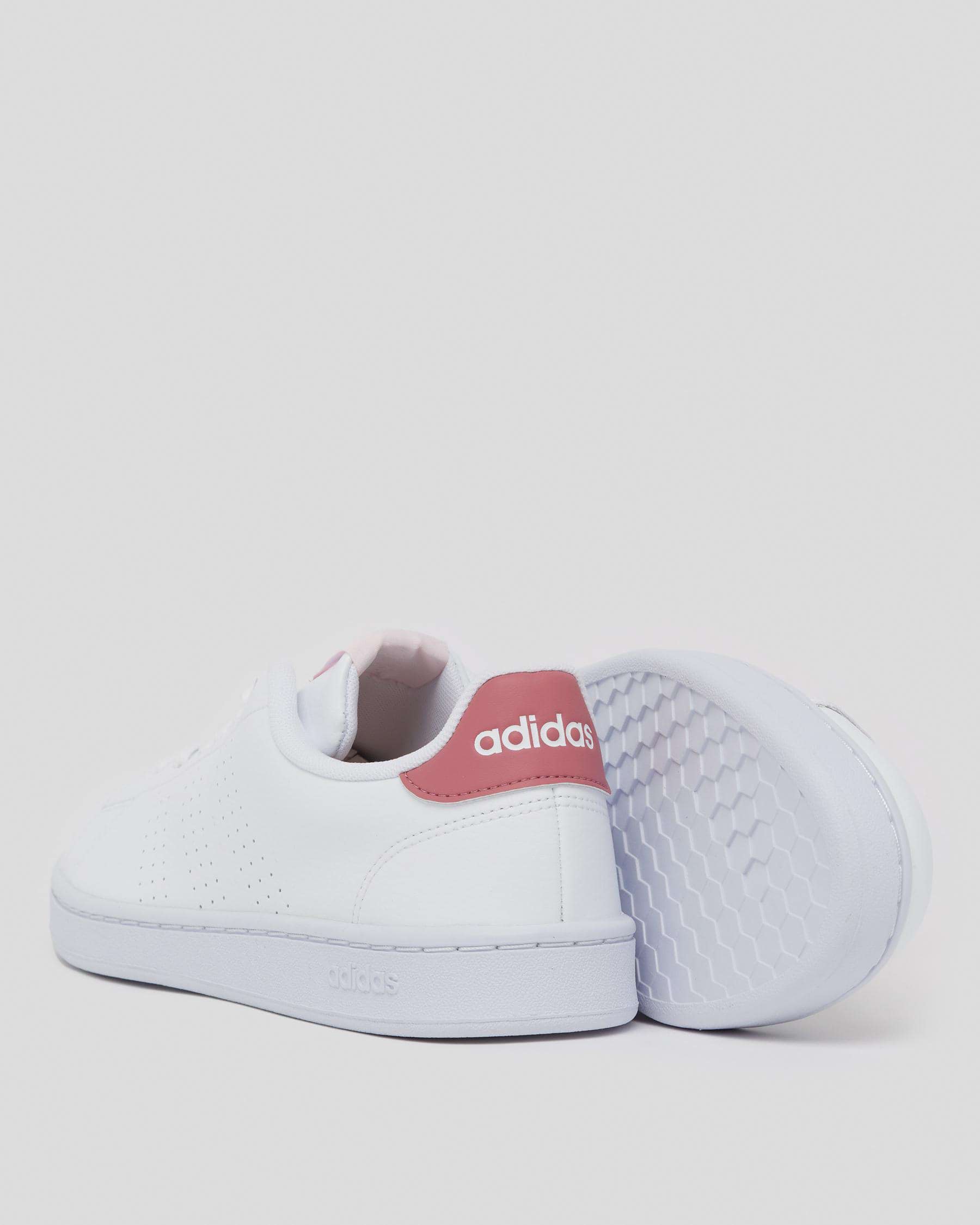 Adidas Womens Advantage Shoes In Ftwr White/ftwr White/pink - Fast ...
