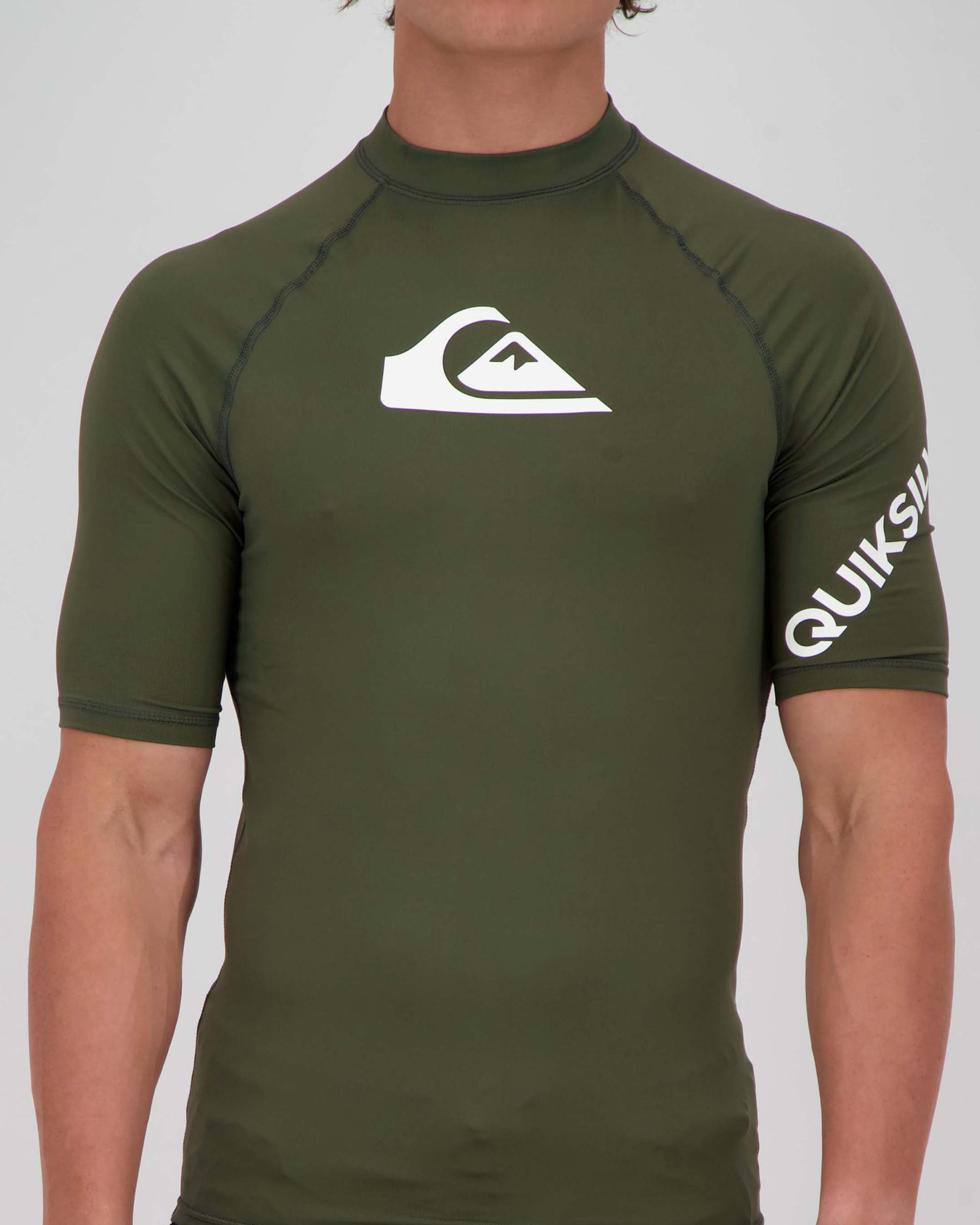 Quiksilver Mens' All Time Short Sleeve Rash Vest In Deep Depths Fast