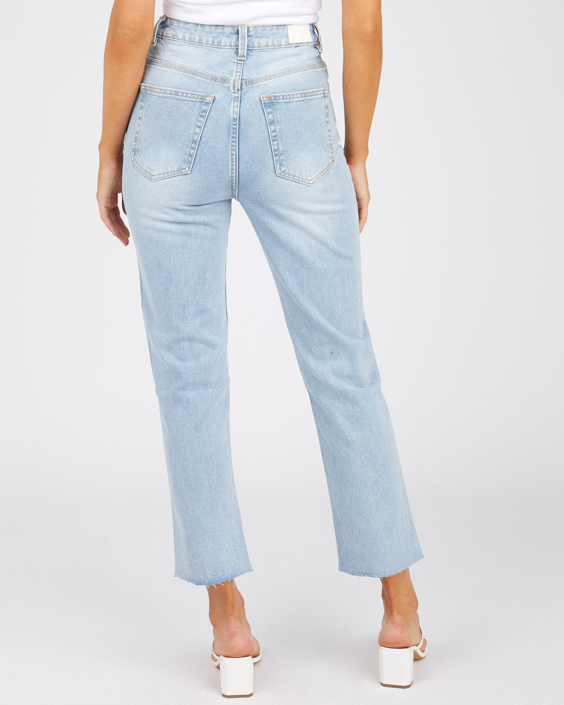 Shop Ziggy Denim Hi Mum Straight Crop Jeans In Brighter Waters Trash
