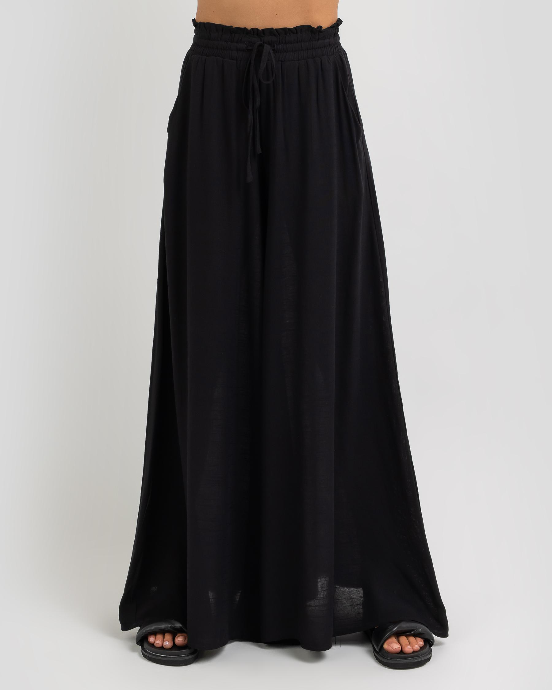 Shop Iris Maxi Devan Beach Pants In Black Fast Shipping & Easy