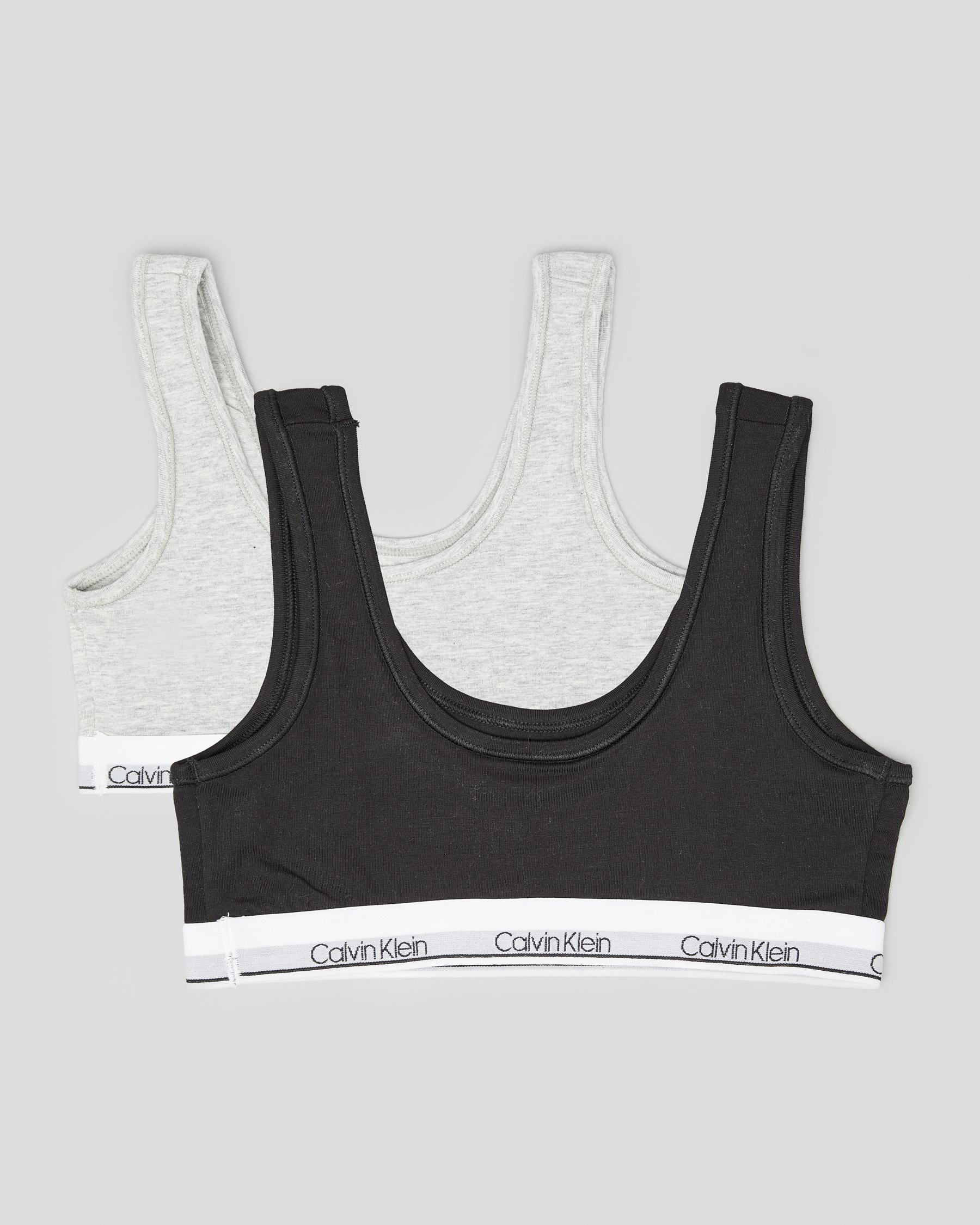 Calvin Klein Girls' Modern Cotton Bralette Pack In Black/heather Grey