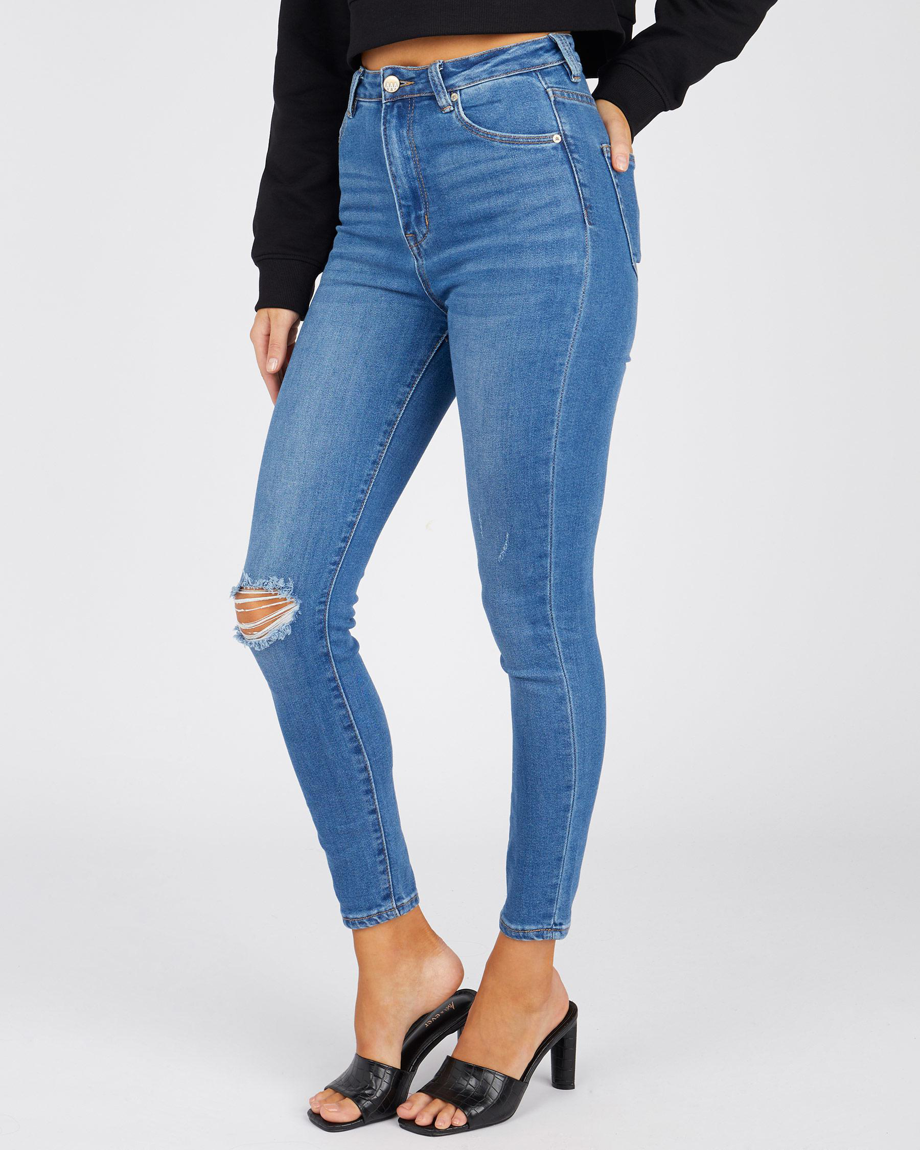 Shop Ziggy Denim Skyscraper Super High Rise Skinny Jeans In Blue