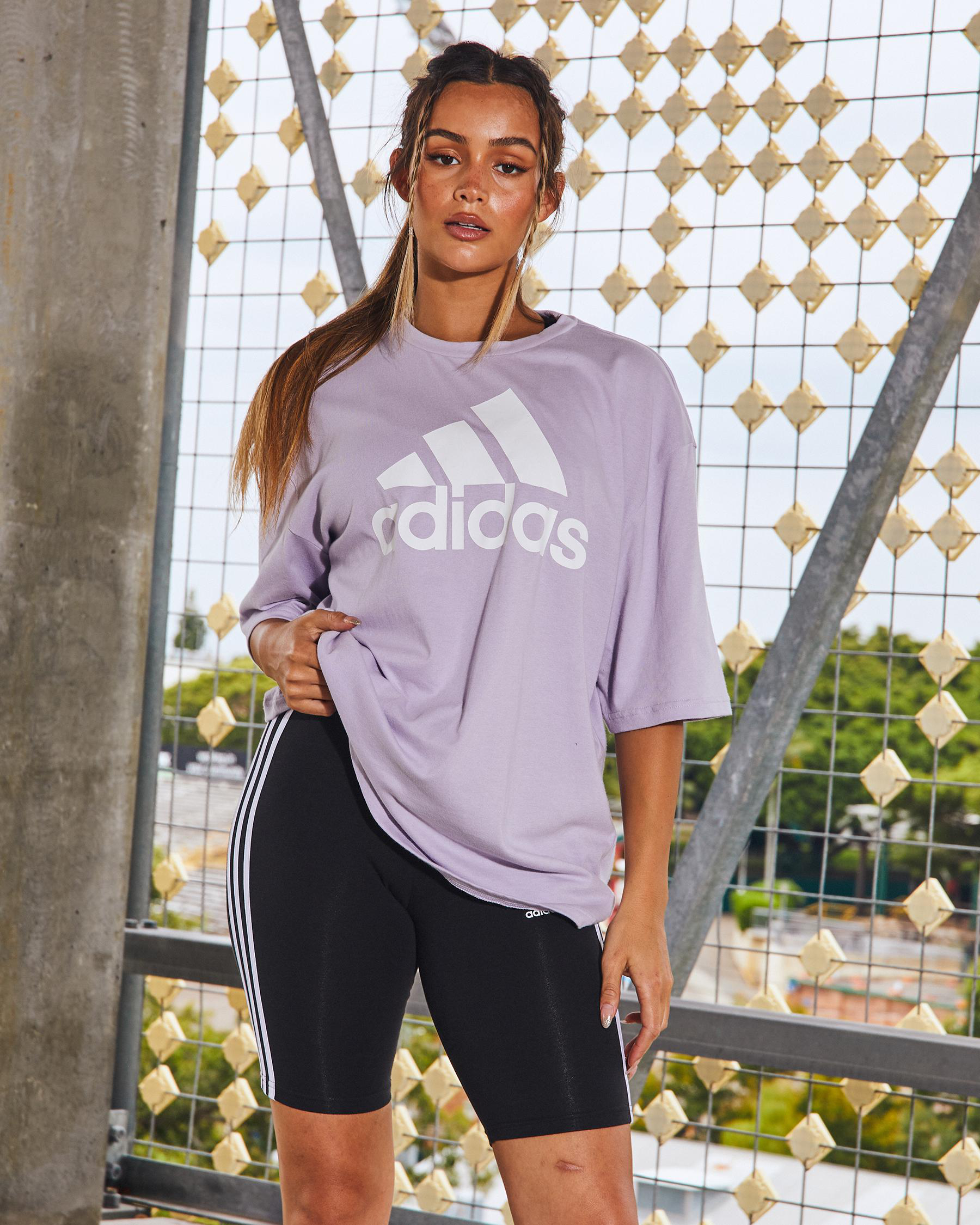 Shop adidas Big Logo BF TShirt In Silver Dawn/white Fast Shipping