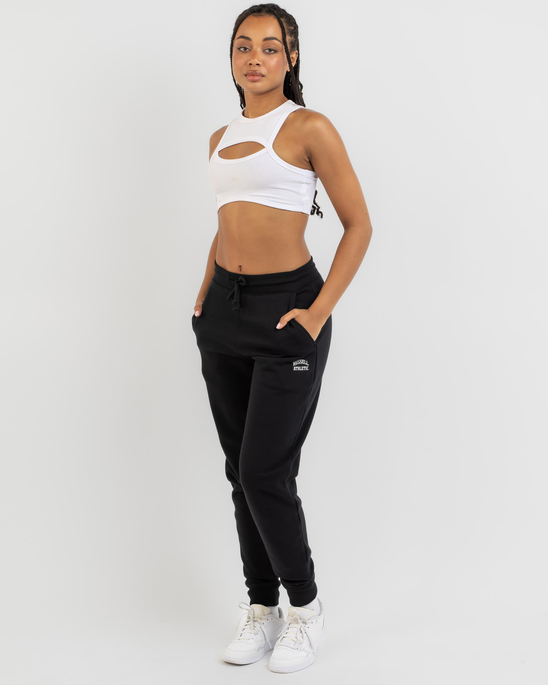 Shop Russell Athletic Originals Small Arch Track Pants In Black Fast