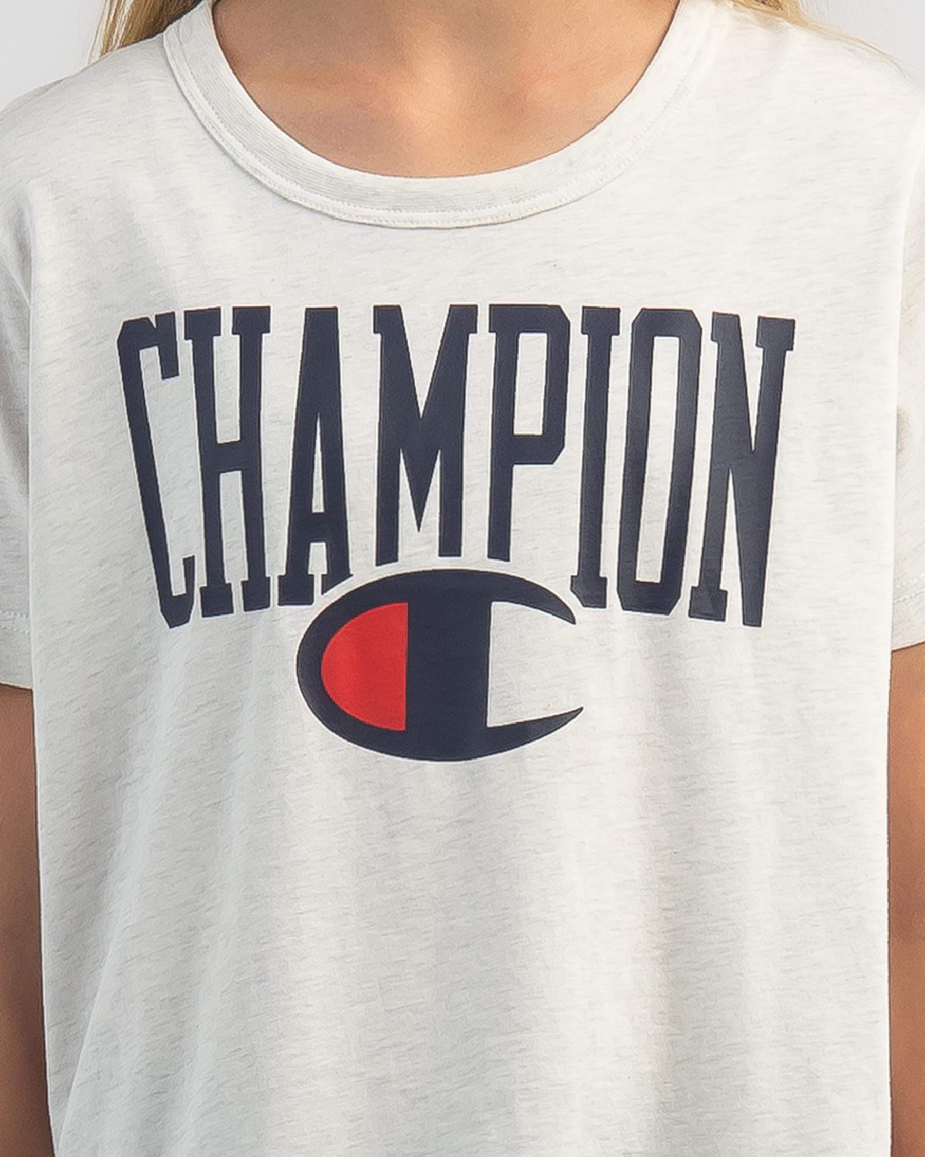 Champion Girls' Sporty Boxy T-Shirt In Light Snow Marle - Fast Shipping ...