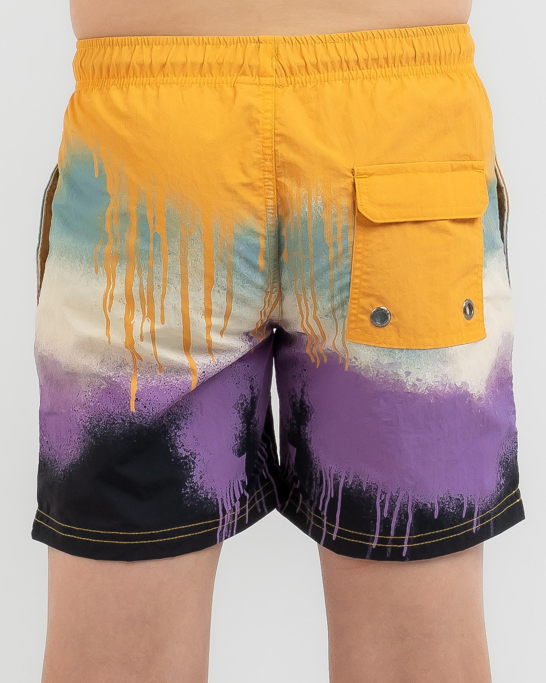 Shop Santa Cruz Boys Opus Dot Drip Beach Shorts In Tie Dye Fast