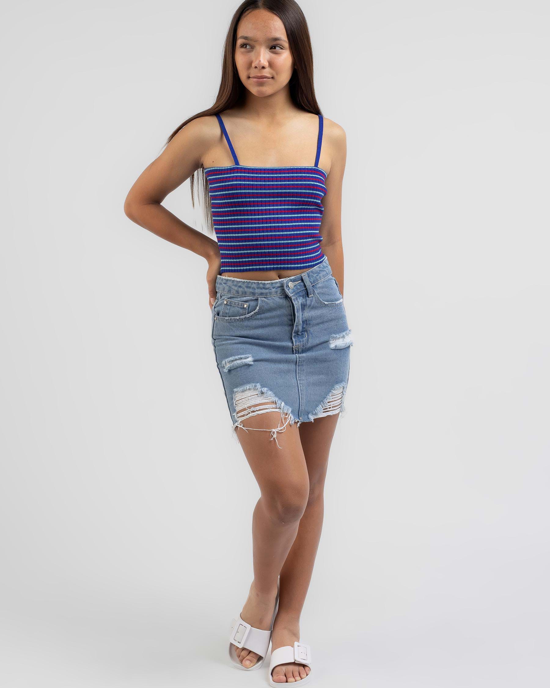 Ava And Ever Girls' Retro Stripe Top In Blue/red - Fast Shipping & Easy ...