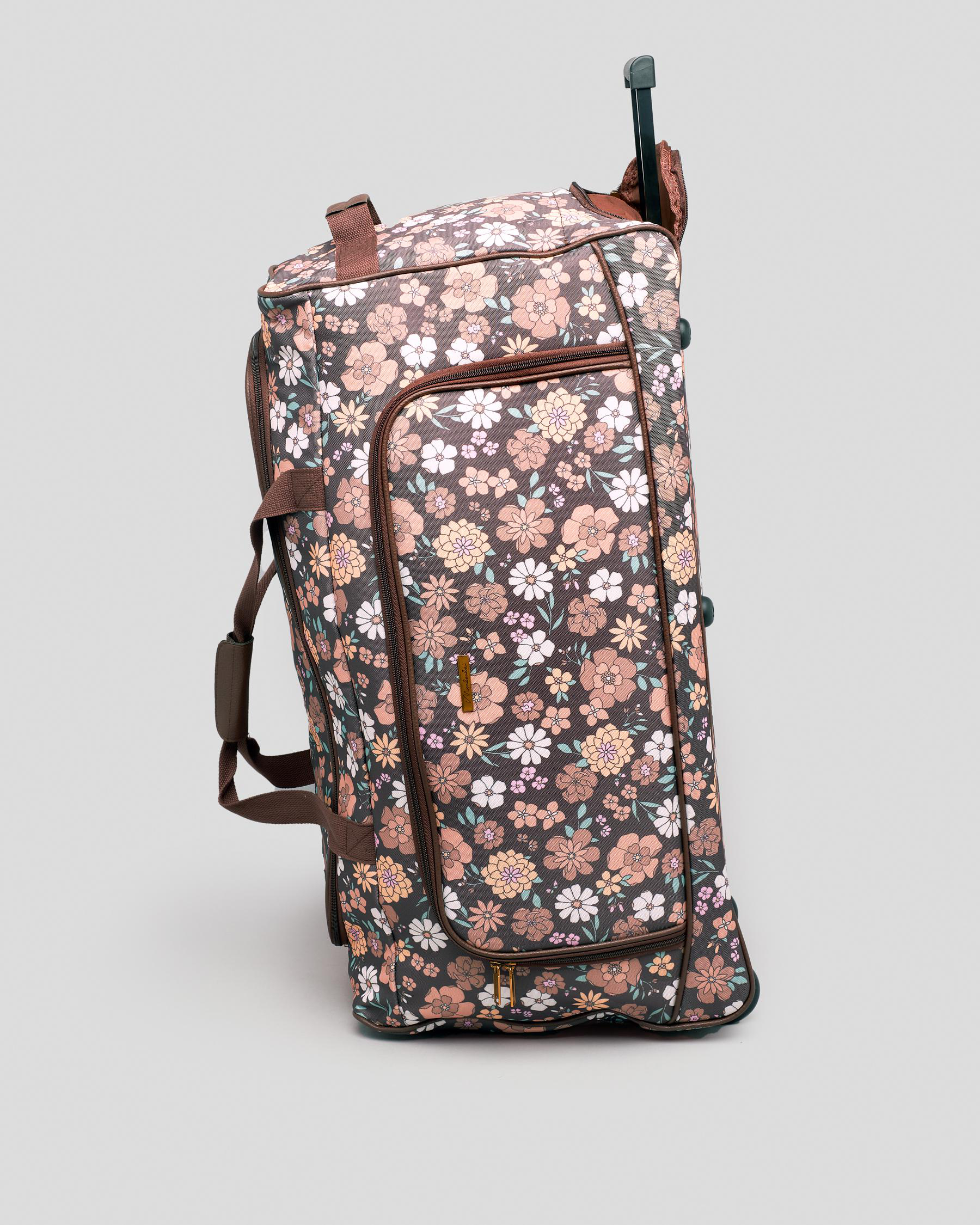 Shop Mooloola Kat Large Wheeled Travel Bag In Chocolate/pink/yellow