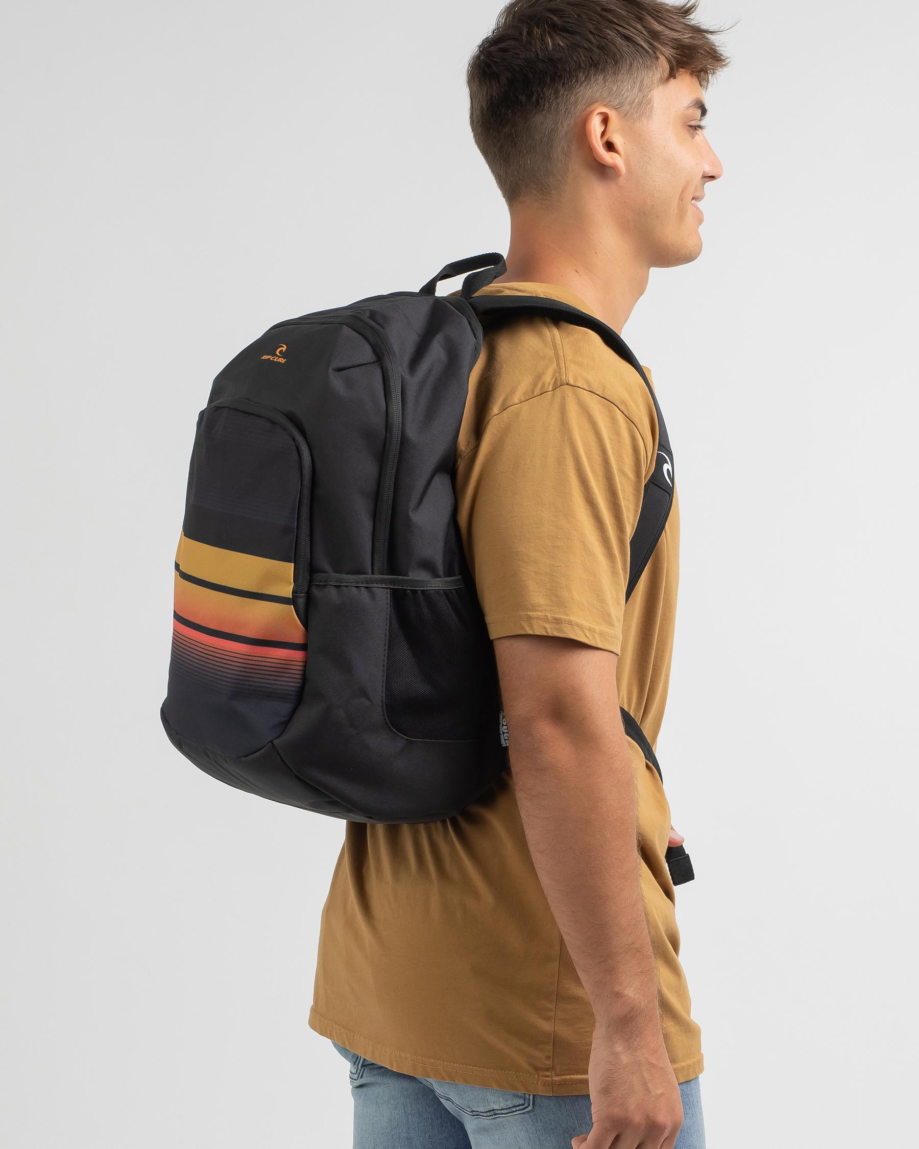 Shop Rip Curl Ozone 30L School Backpack In Black/orange Fast Shipping