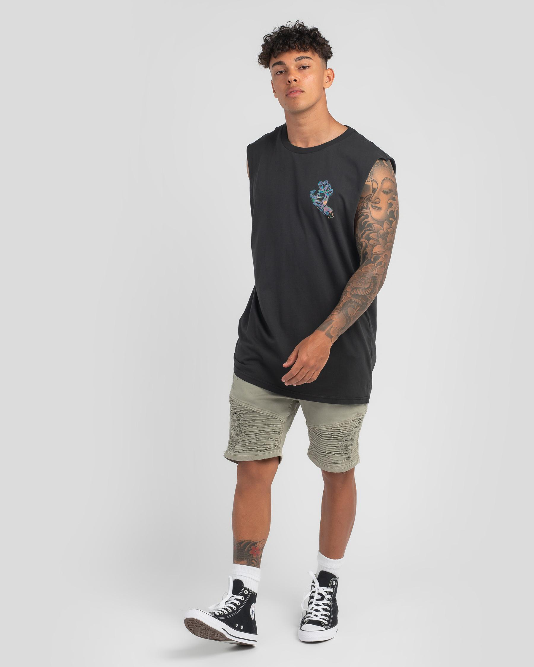 Shop Santa Cruz Foliage Hand Muscle Tank In Antique Black - Fast ...