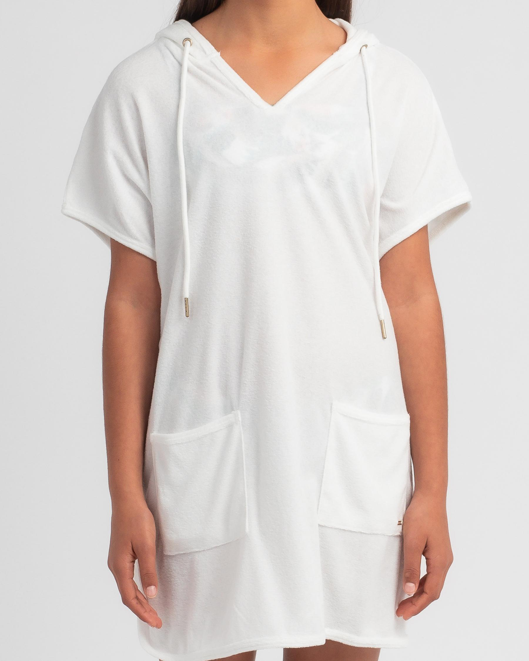 Shop Topanga Girls' Tara Towelling Beach Cover In White Fast Shipping