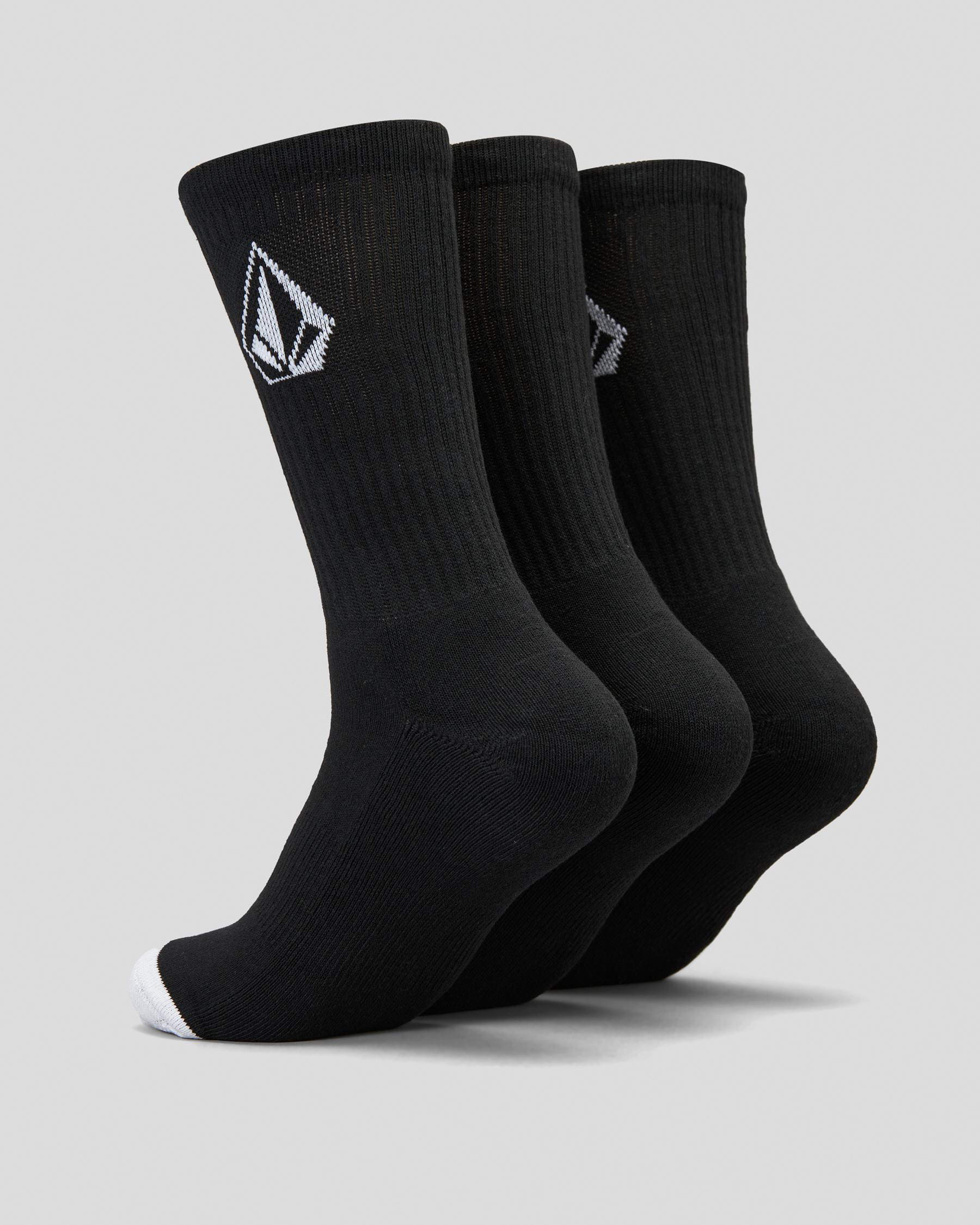 Volcom Full Stone Recycled Crew Socks 3 Pack In Black - Fast Shipping ...