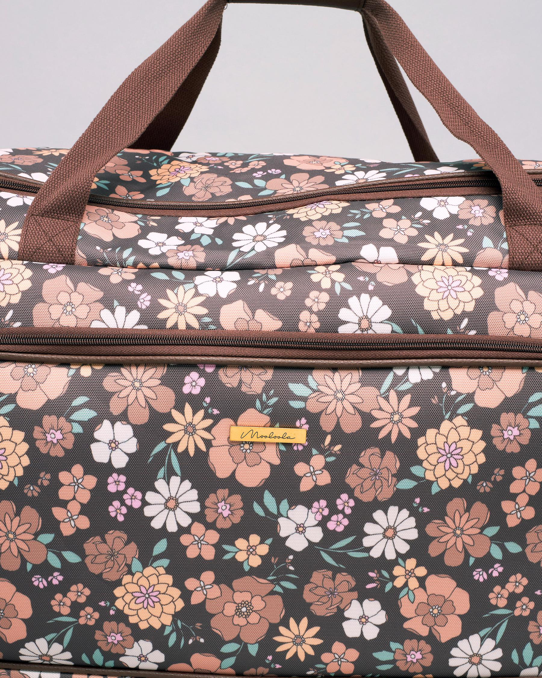 Shop Mooloola Kat Large Wheeled Travel Bag In Chocolate/pink/yellow