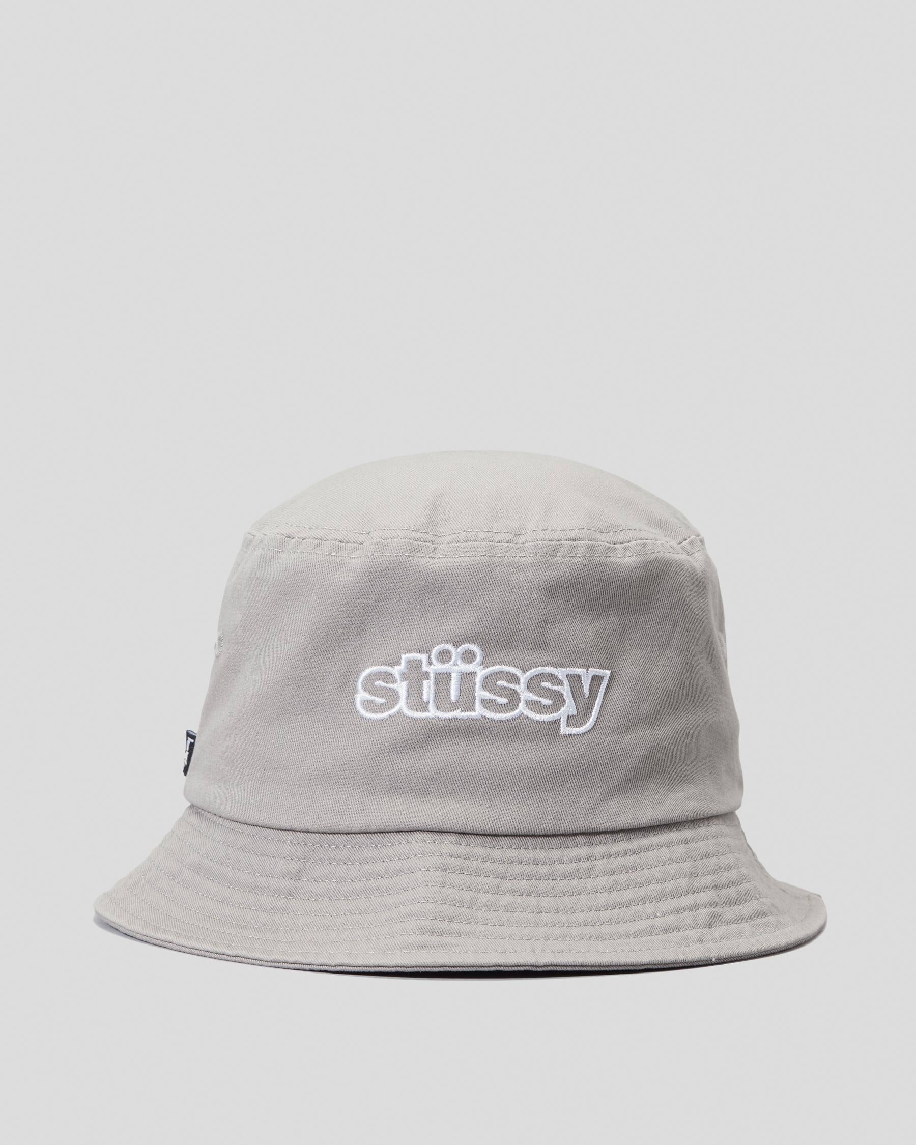 Shop Stussy Thick Bucket Hat In Grey/white - Fast Shipping & Easy ...