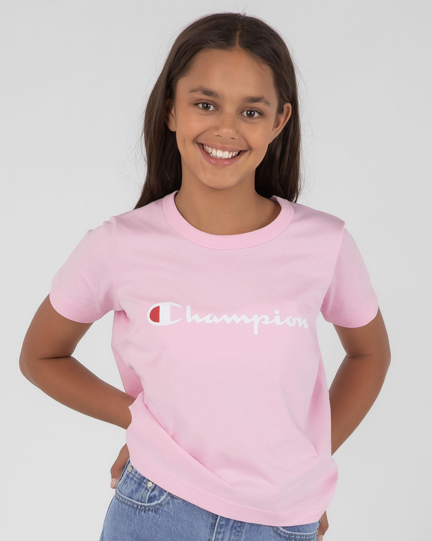 Champion Girls' Logo TShirt In Cotton Gumball Pink Fast Shipping & Easy Returns City Beach