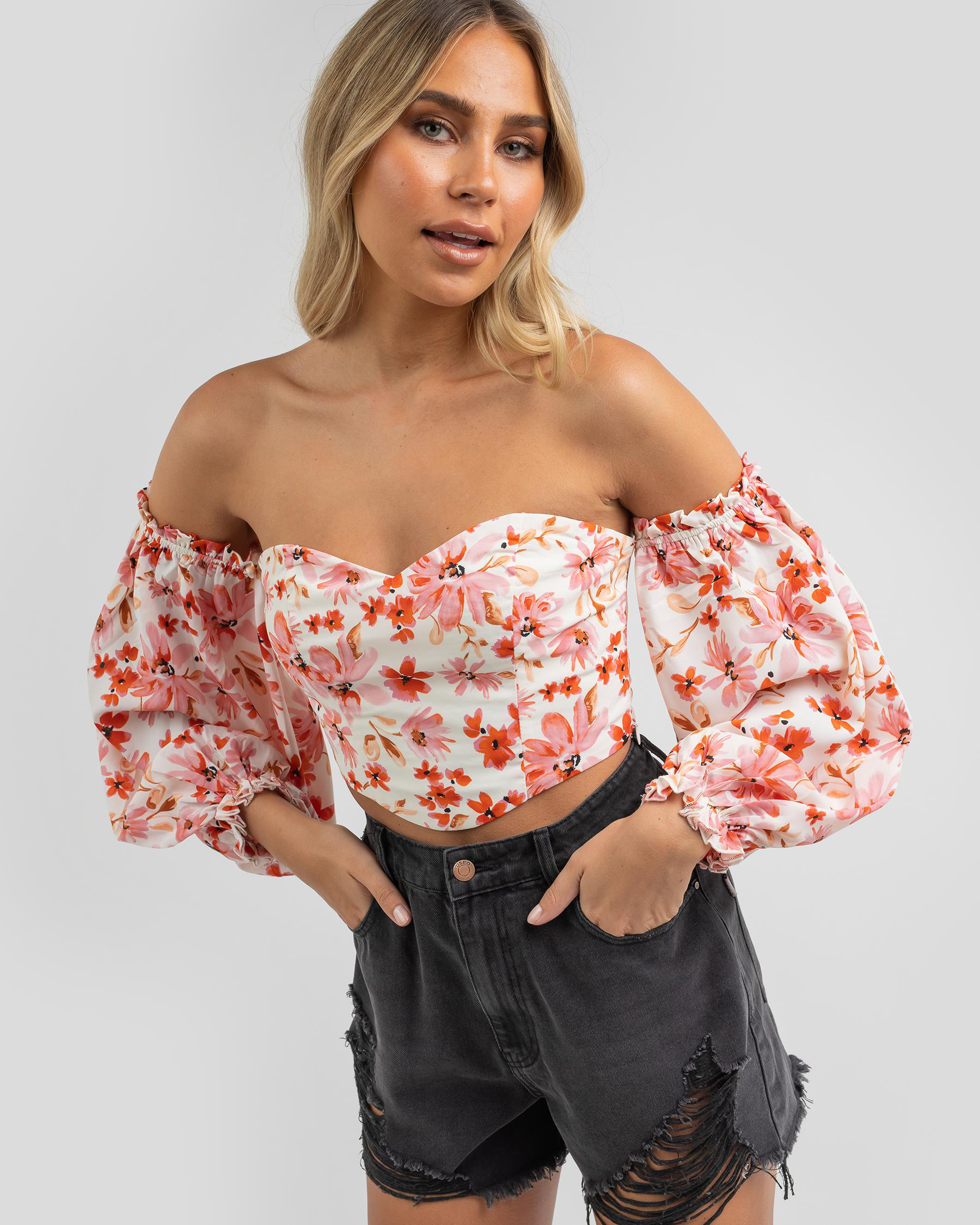 Ruby Sees Florals For Spring Top In Pink - FREE* Shipping Ruby Sees Florals For Spring Top In Pink - FREE* Shipping
