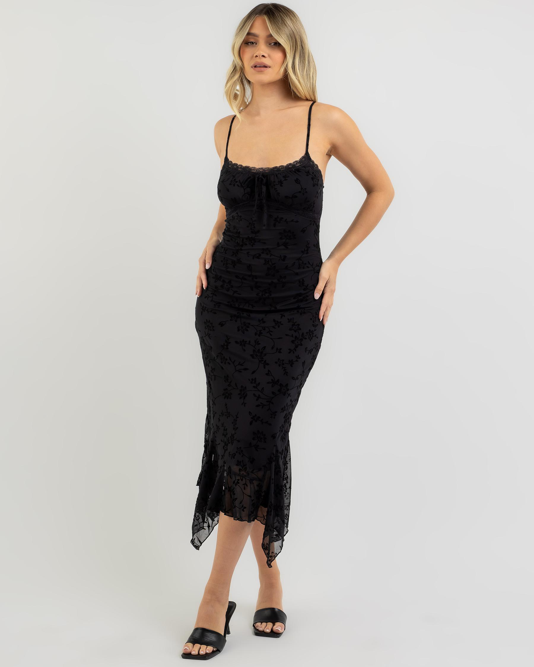 Shop Ava And Ever Daisy Midi Dress In Black Fast Shipping & Easy