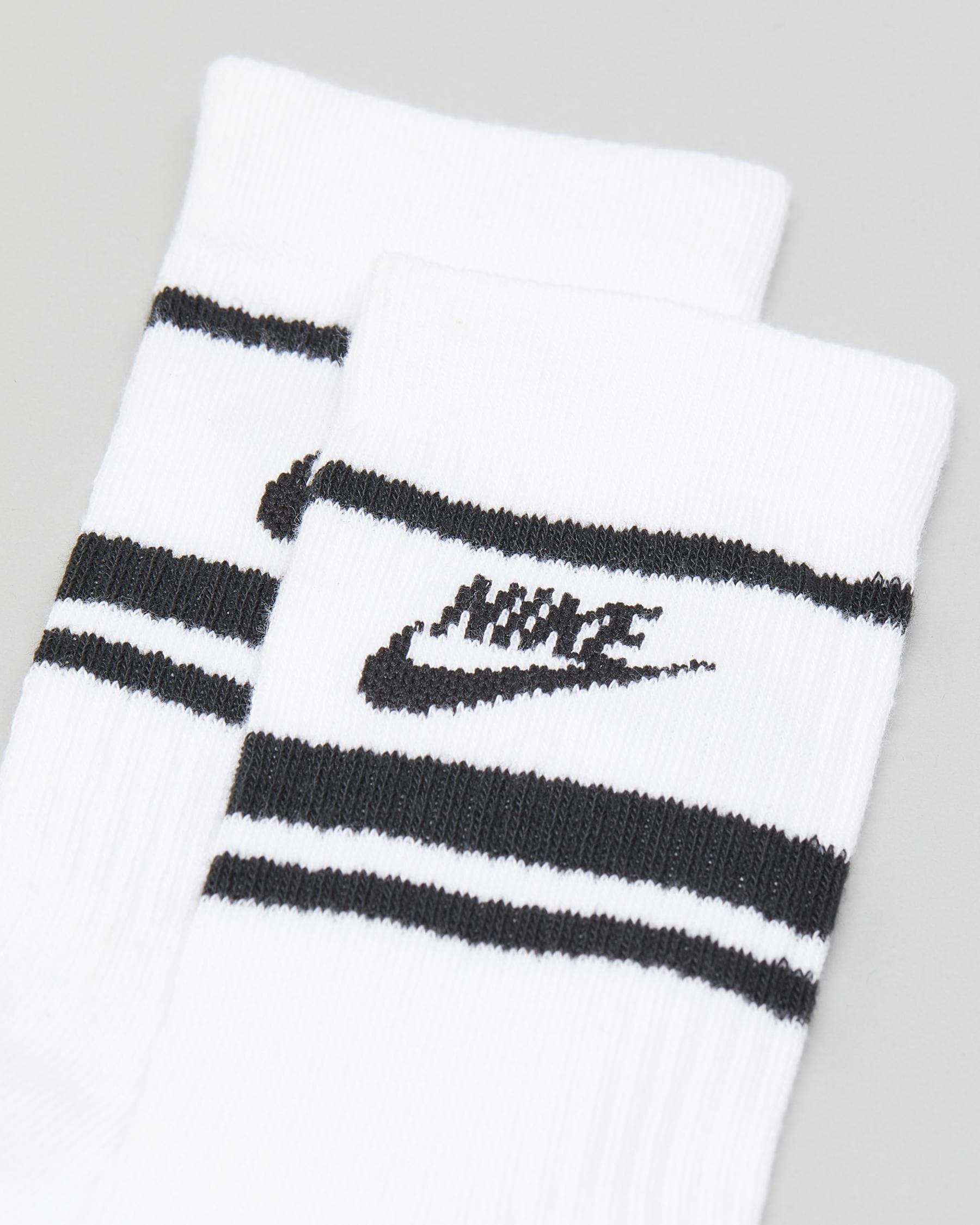 Nike Everyday Essential Crew Socks 3 Pack In White/black/black - Fast ...