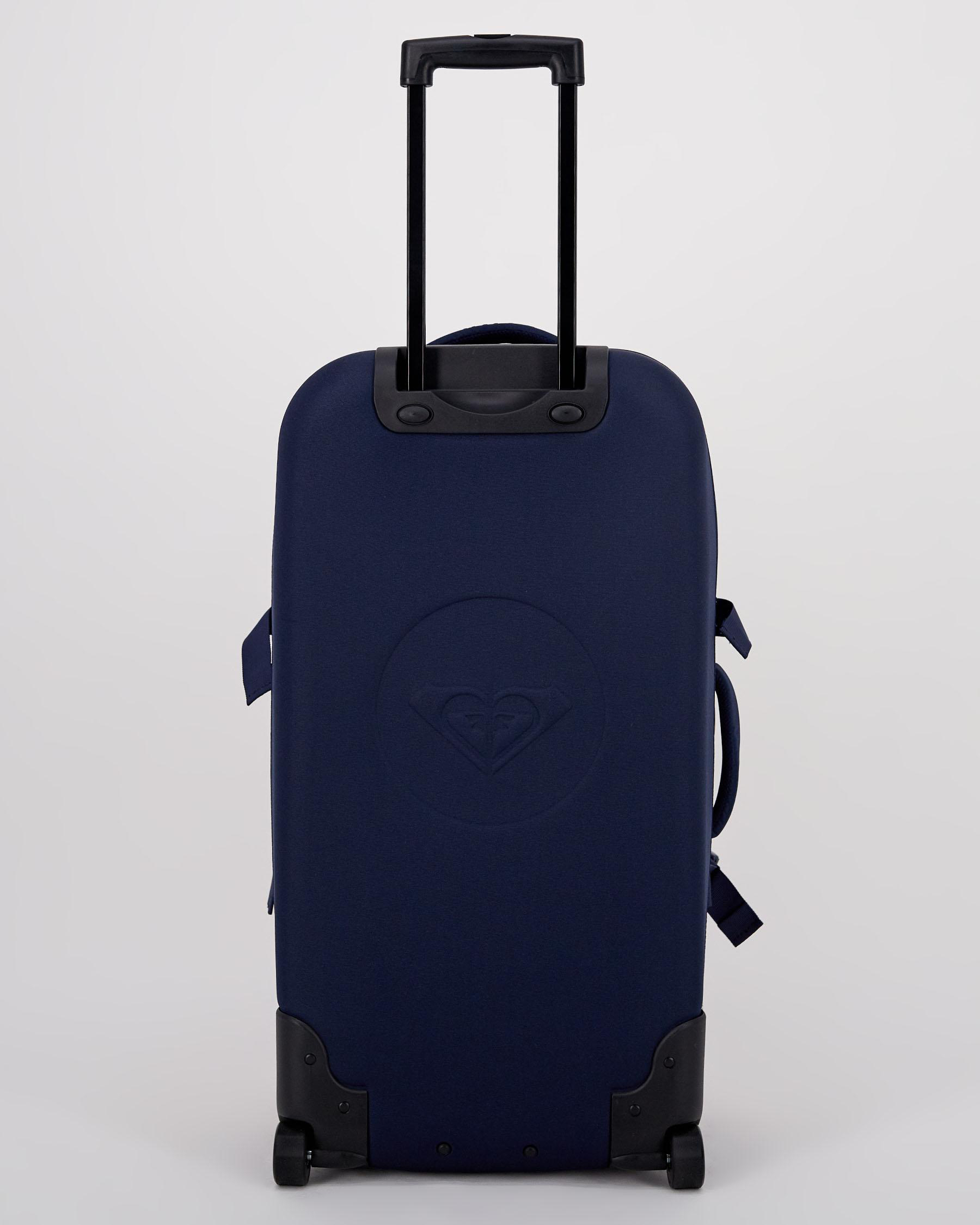 Shop Roxy Fly Away Too Large Wheeled Travel Bag In Mood Indigo Fast