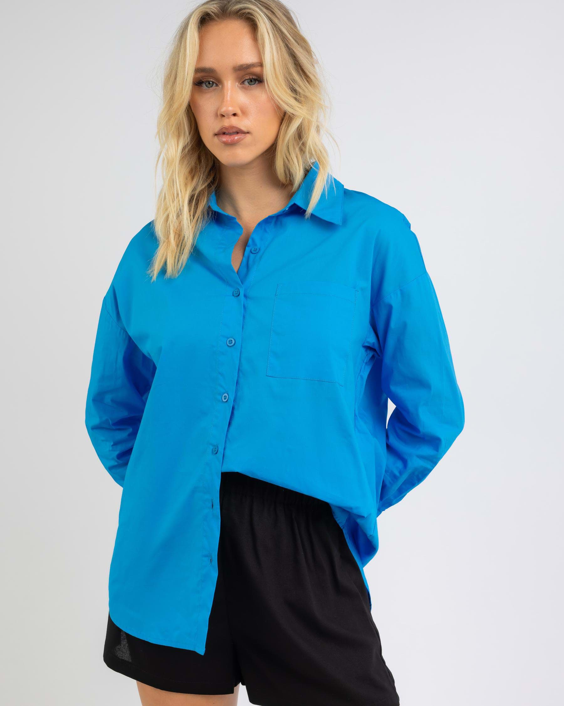 Ava And Ever Material Girl Shirt In Blue - Fast Shipping & Easy Returns ...