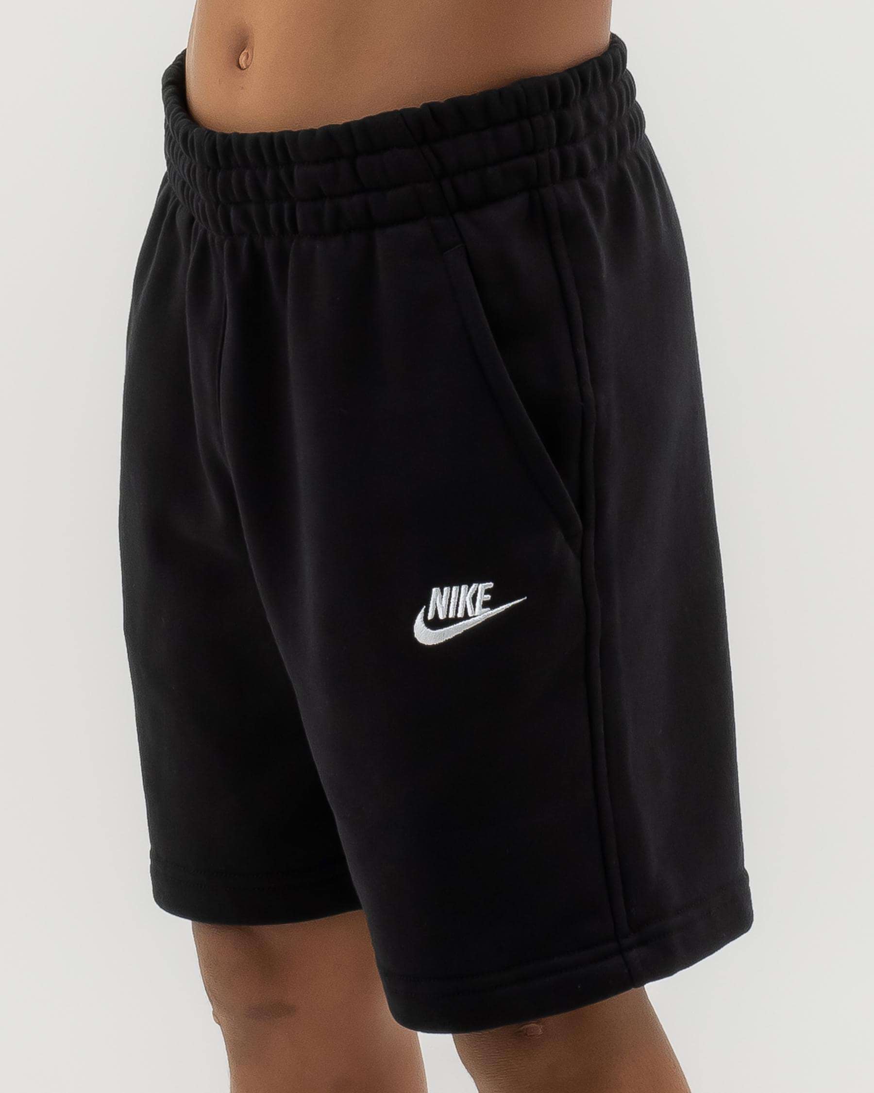Shop Nike Boys' French Terry Shorts In Black/white - Fast Shipping ...